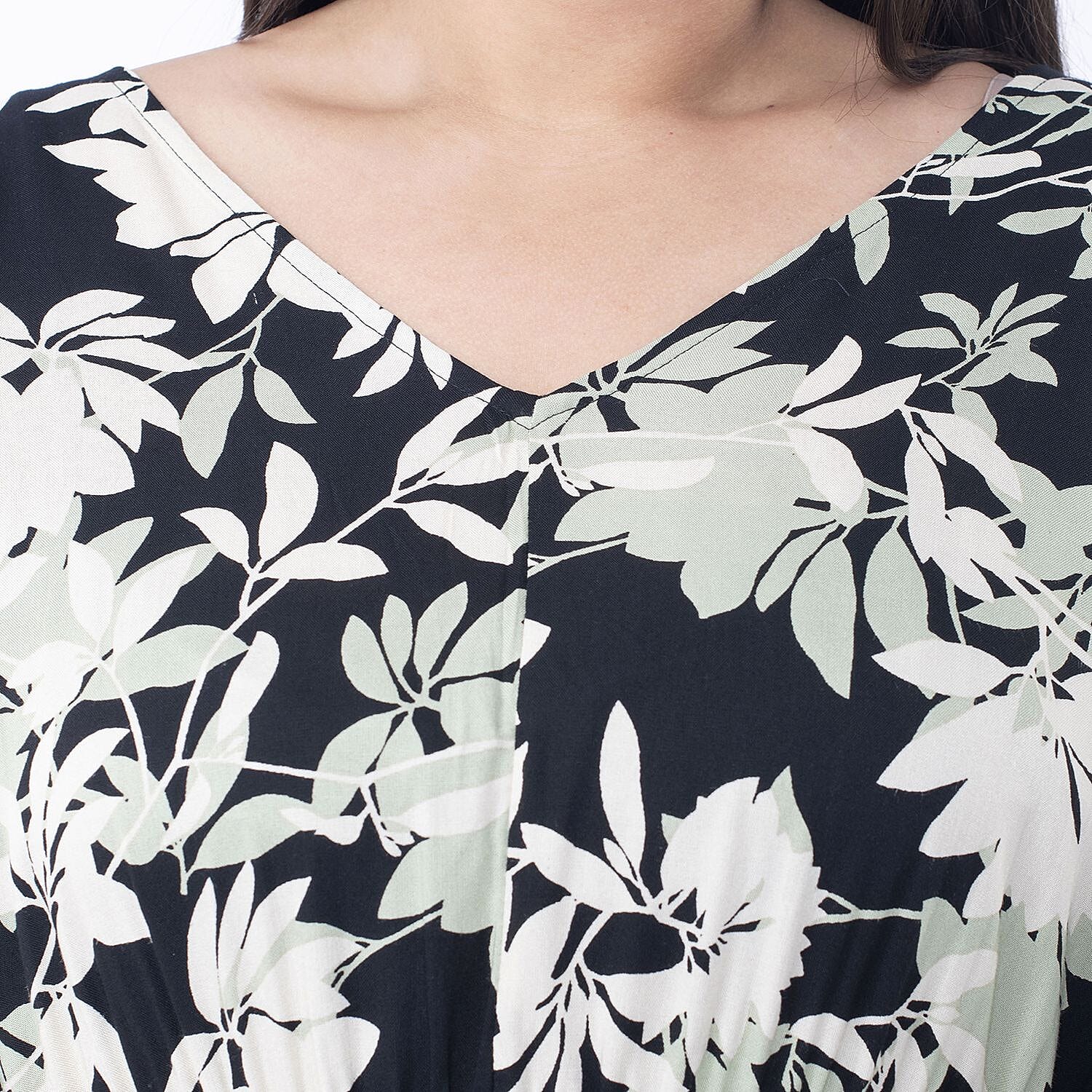 Tamsy Printed Dress (One Size Curve) – Teal