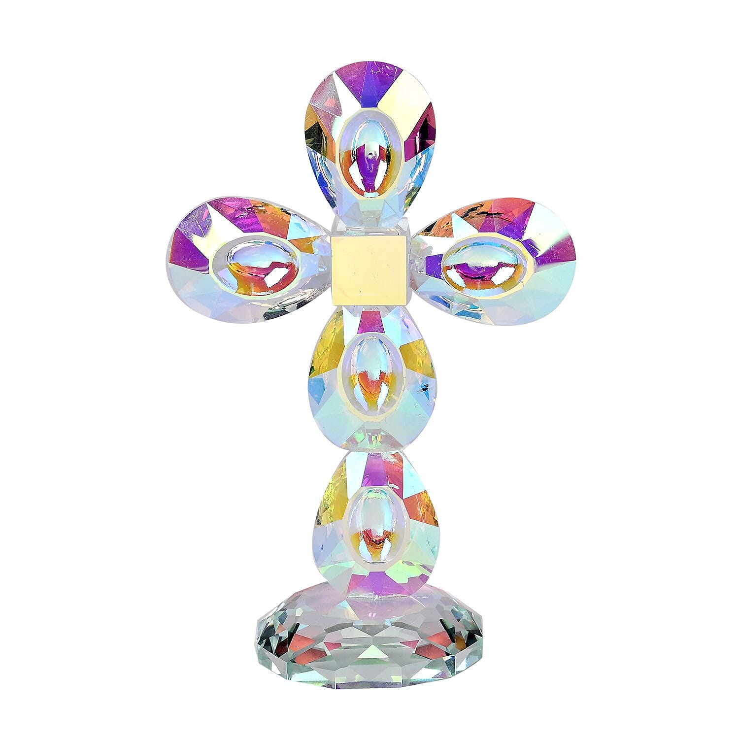 Transparent Decorative Crystal Standing Traditional Cross Figurine- AB