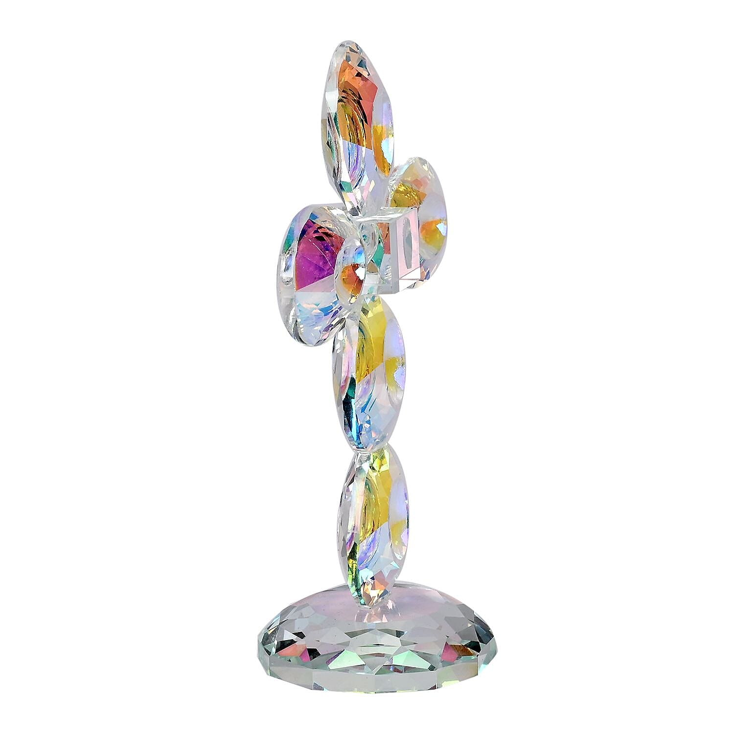 Transparent Decorative Crystal Standing Traditional Cross Figurine- AB