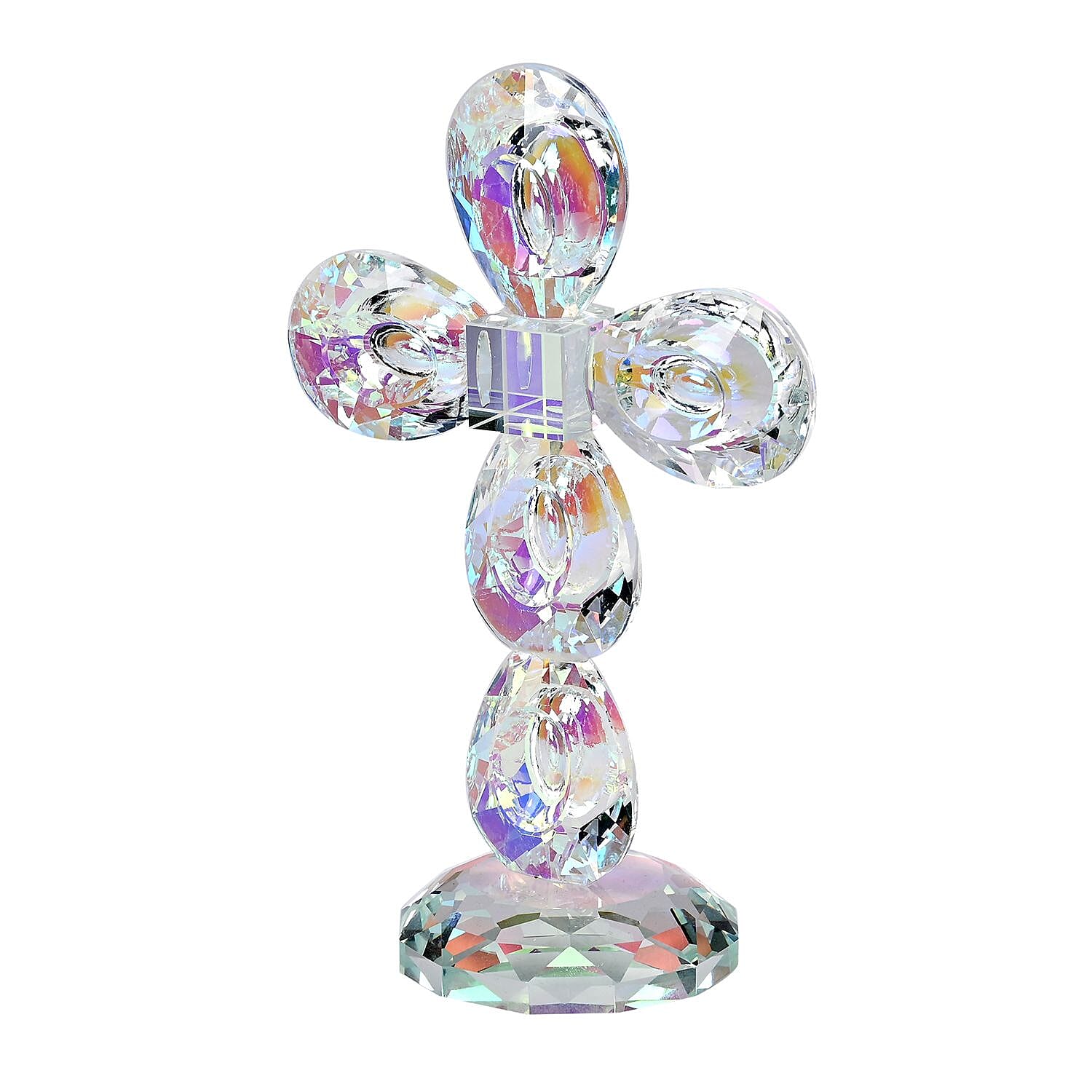 Transparent Decorative Crystal Standing Traditional Cross Figurine- AB