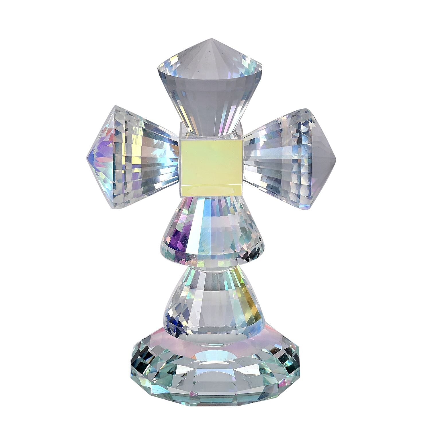 Transparent Decorative Crystal Standing Traditional Cross Figurine- AB