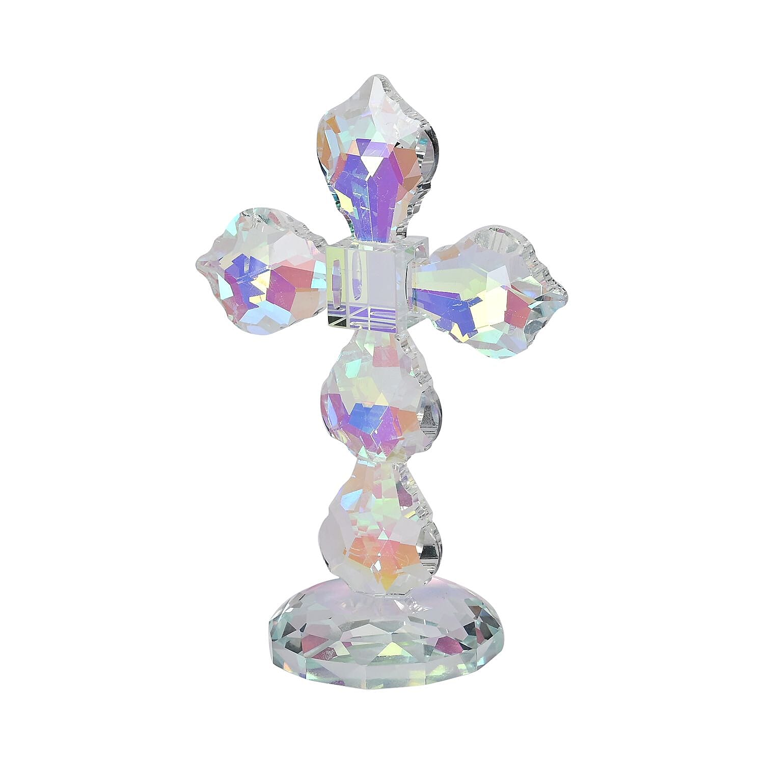 Transparent Decorative Crystal Standing Traditional Cross Figurine- AB