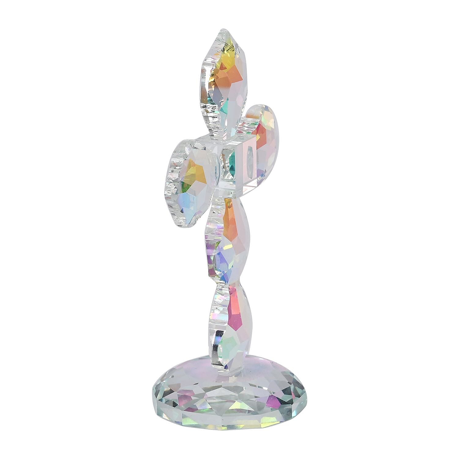 Transparent Decorative Crystal Standing Traditional Cross Figurine- AB