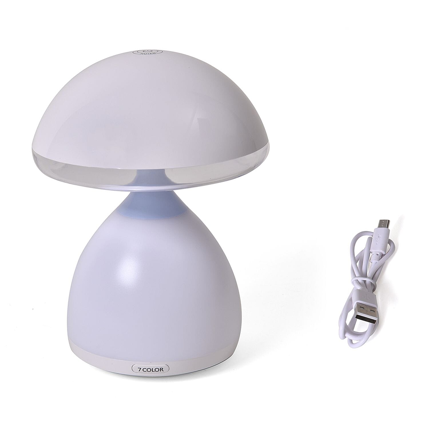LED Wireless Multicolour Mushroom Lamp with Touch Control (Battery -1500mAH, 5V) - White