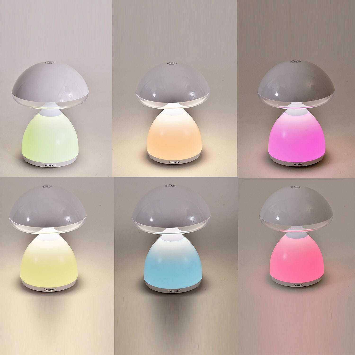 LED Wireless Multicolour Mushroom Lamp with Touch Control (Battery -1500mAH, 5V) - White