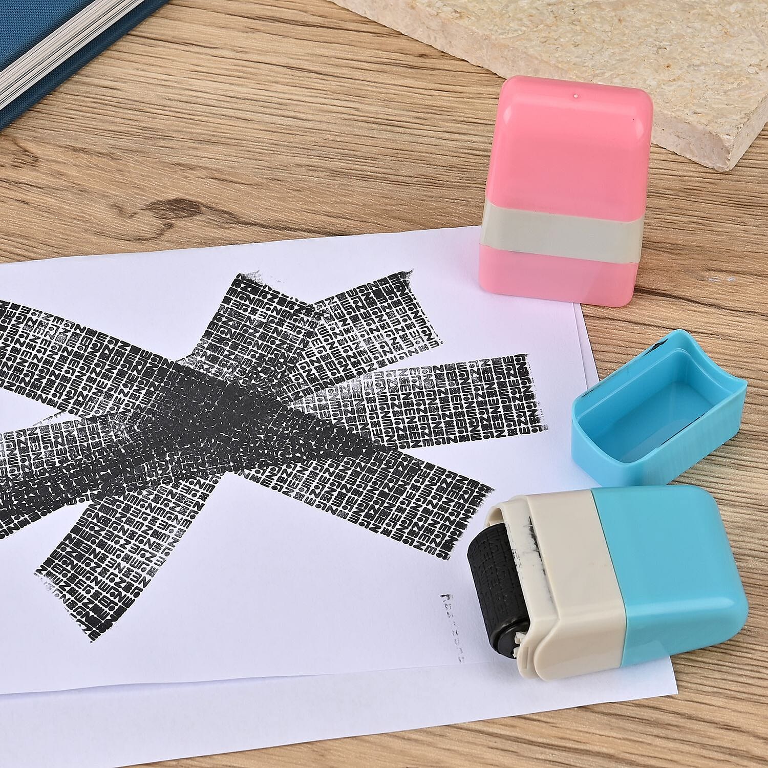 Set of 2  Advanced ID Stamp Roller with Spa - Pink & Blue