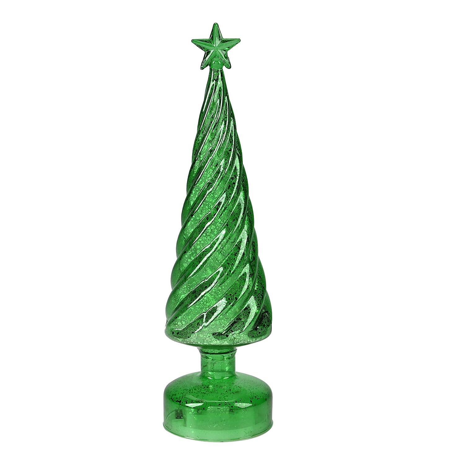 Tapered Glass LED Lighted Conical Christmas Tree With Electroplating Thread & Shimmering Star (3xAA, Not Incl.) - Green