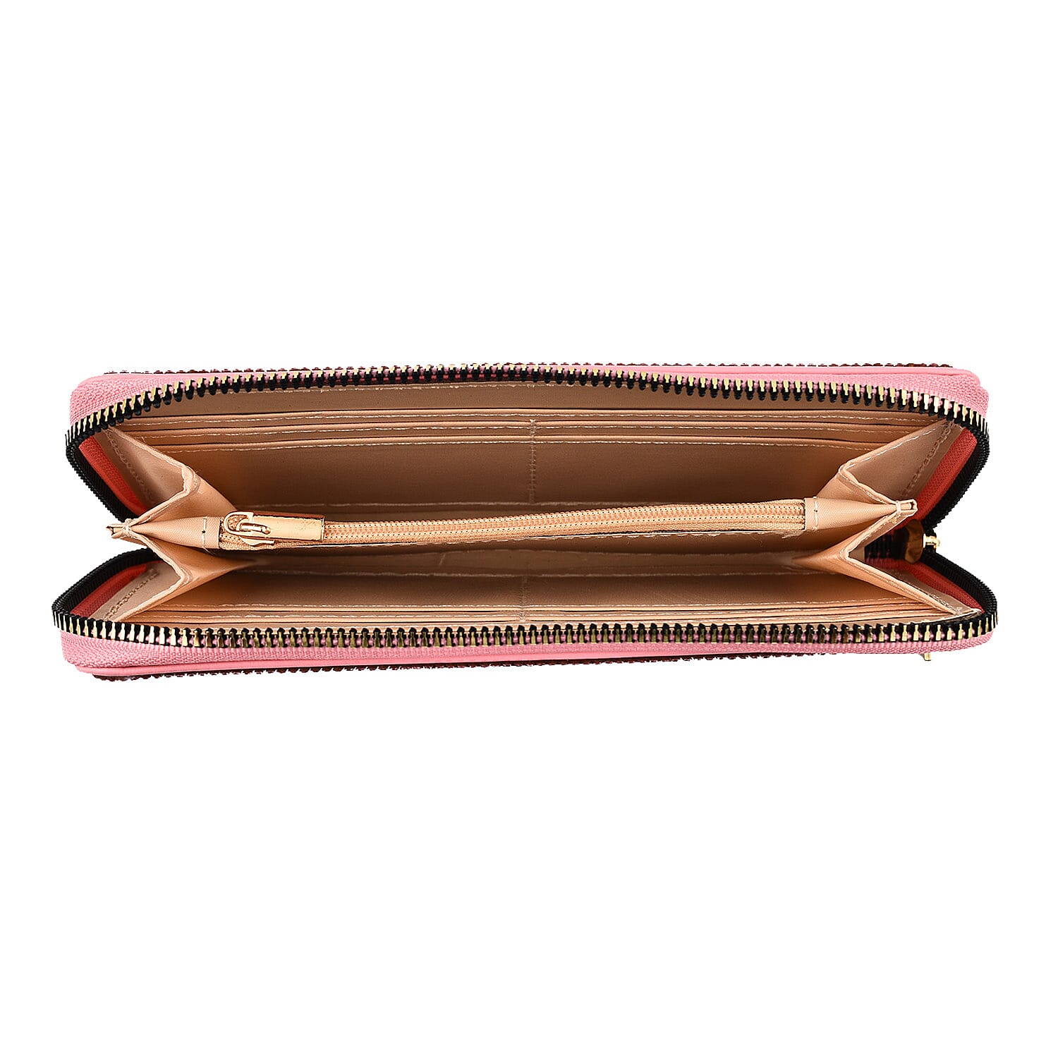 Crystal Studded Purse With Zipped Closure - Pink