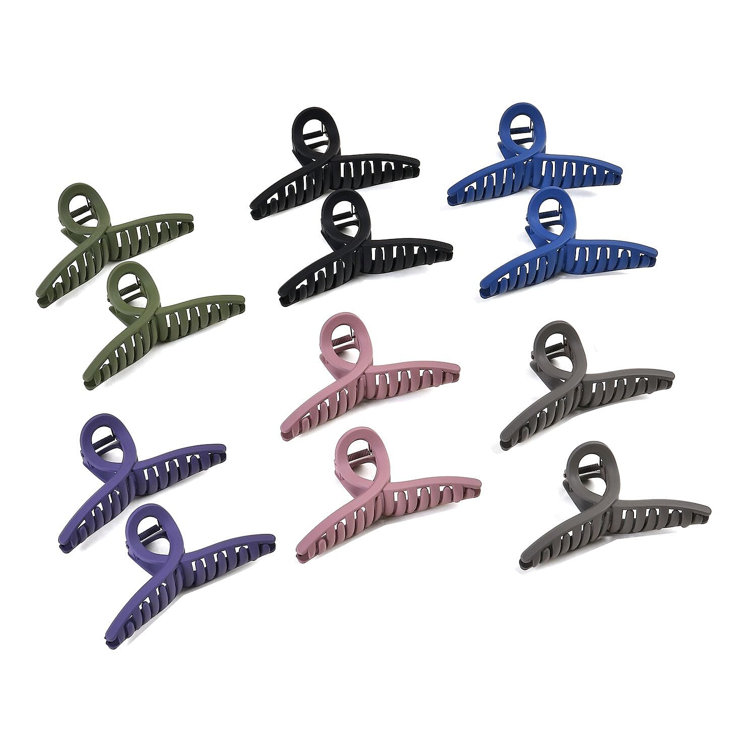 Set of 12 Hair Claw Clips (13cm) - Multi