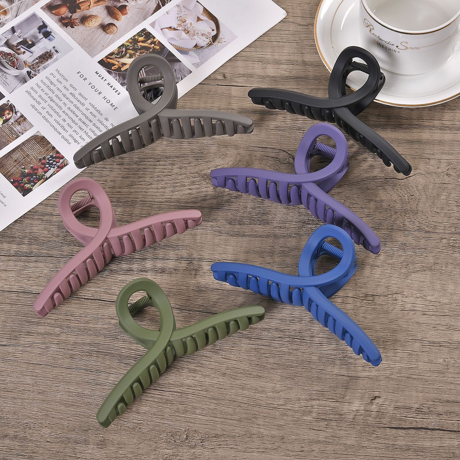 Set of 12 Hair Claw Clips (13cm) - Multi