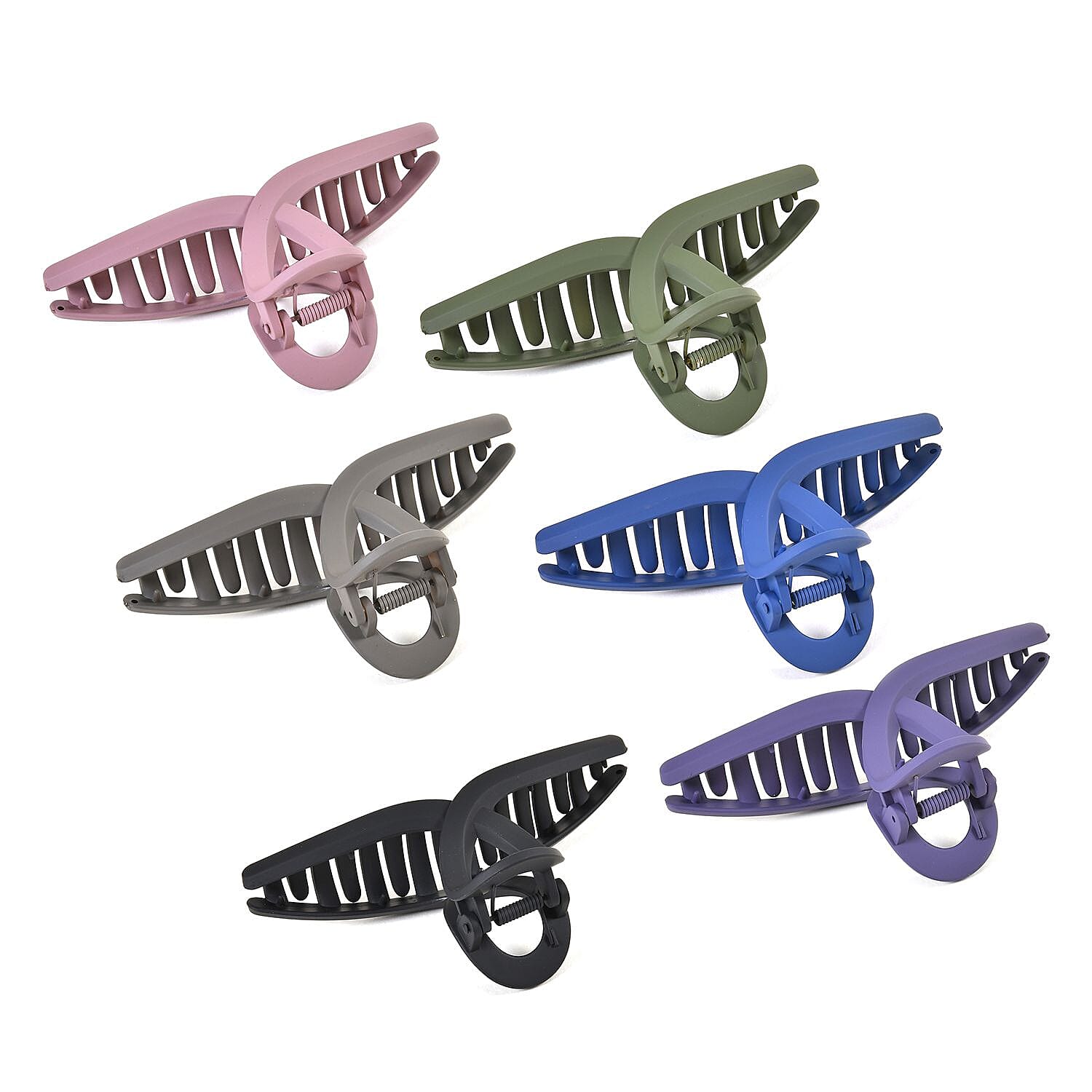 Set of 12 Hair Claw Clips (13cm) - Multi