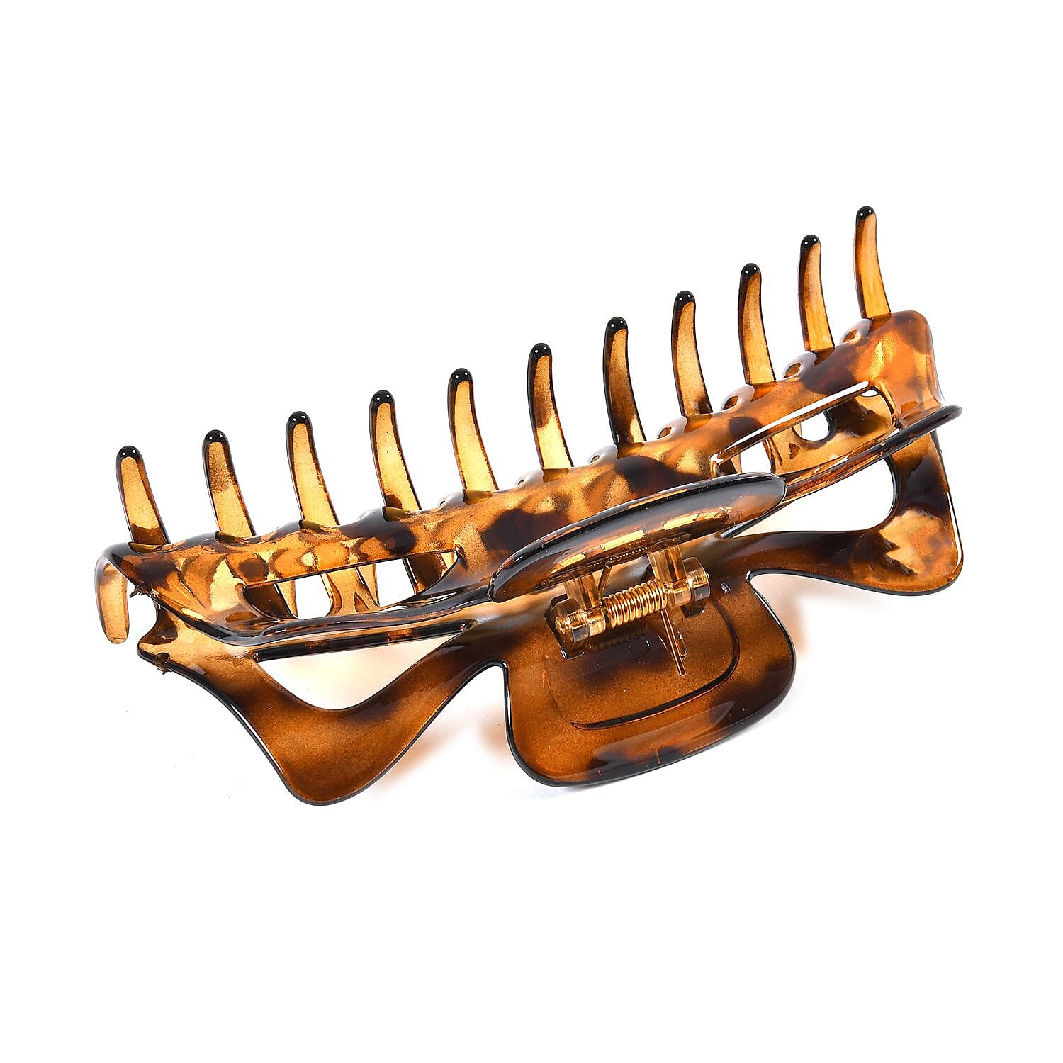 Set of 12 Tortoise Shell - Ribbon Large Hair Claw Clips - Brown Leopard