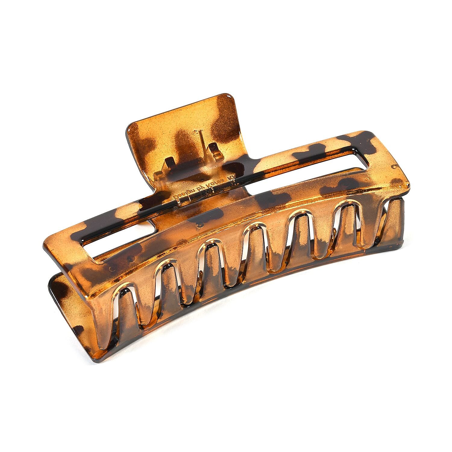 Set of 12 Tortoise Shell - Ribbon Large Hair Claw Clips - Brown Leopard