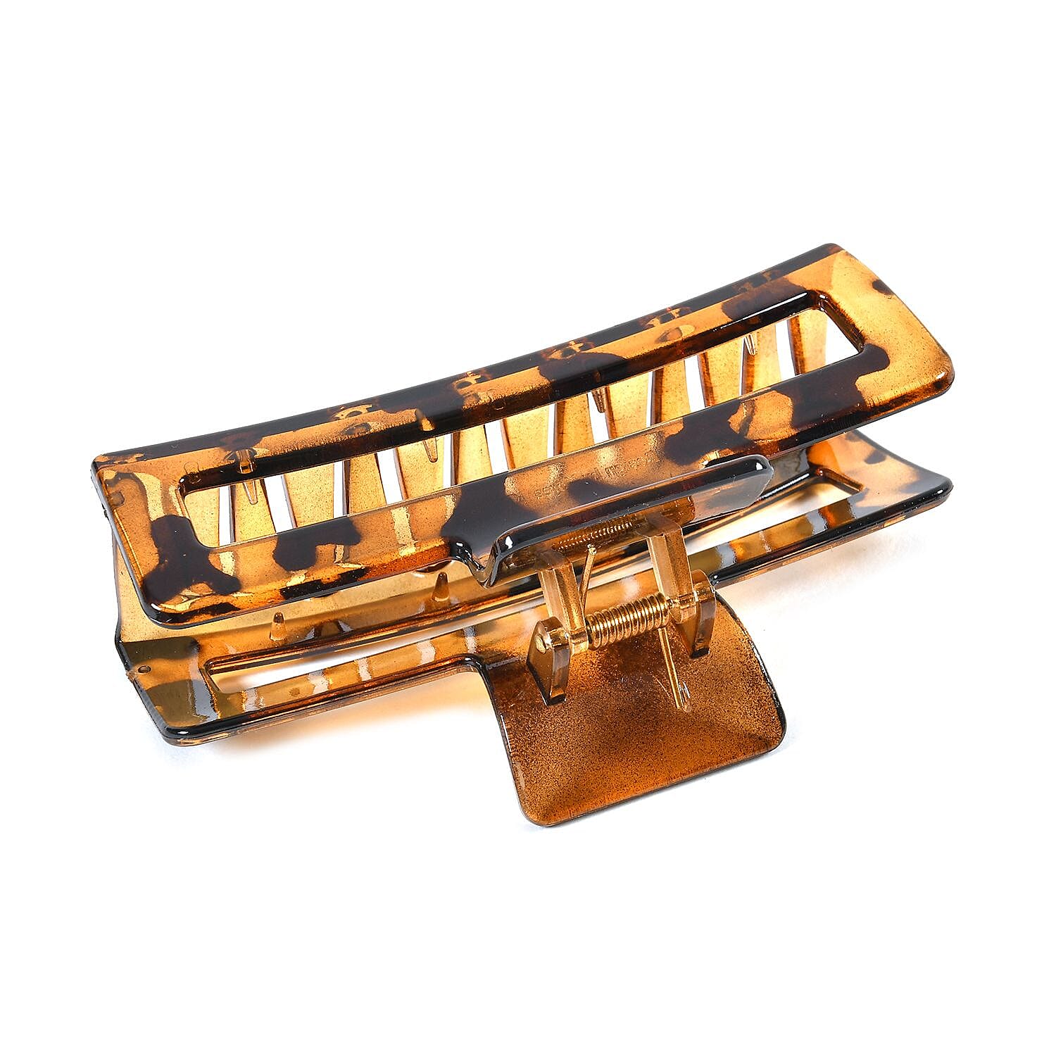 Set of 12 Tortoise Shell - Ribbon Large Hair Claw Clips - Brown Leopard