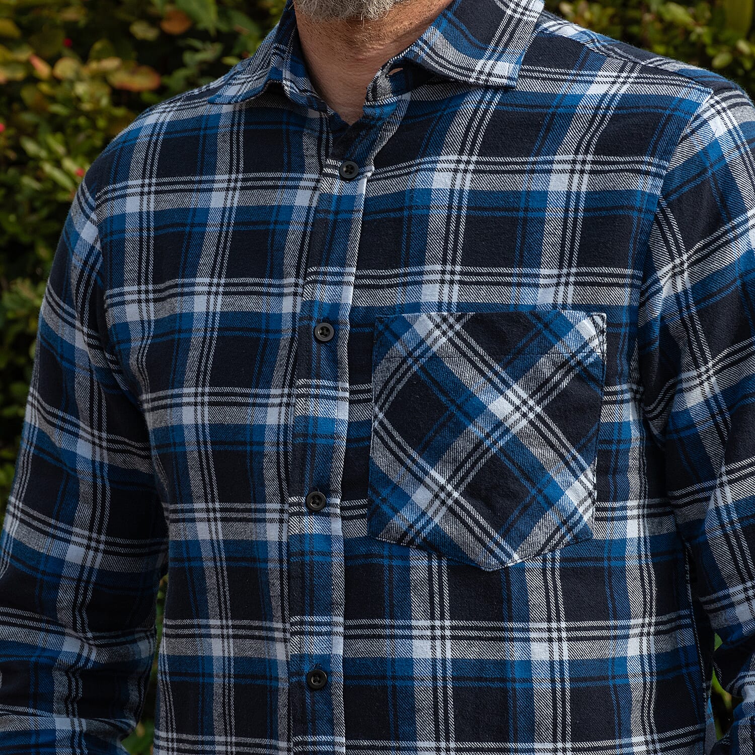 Bellfield 100% Cotton Button Through Flannel Check Shirt (Size L) - Black