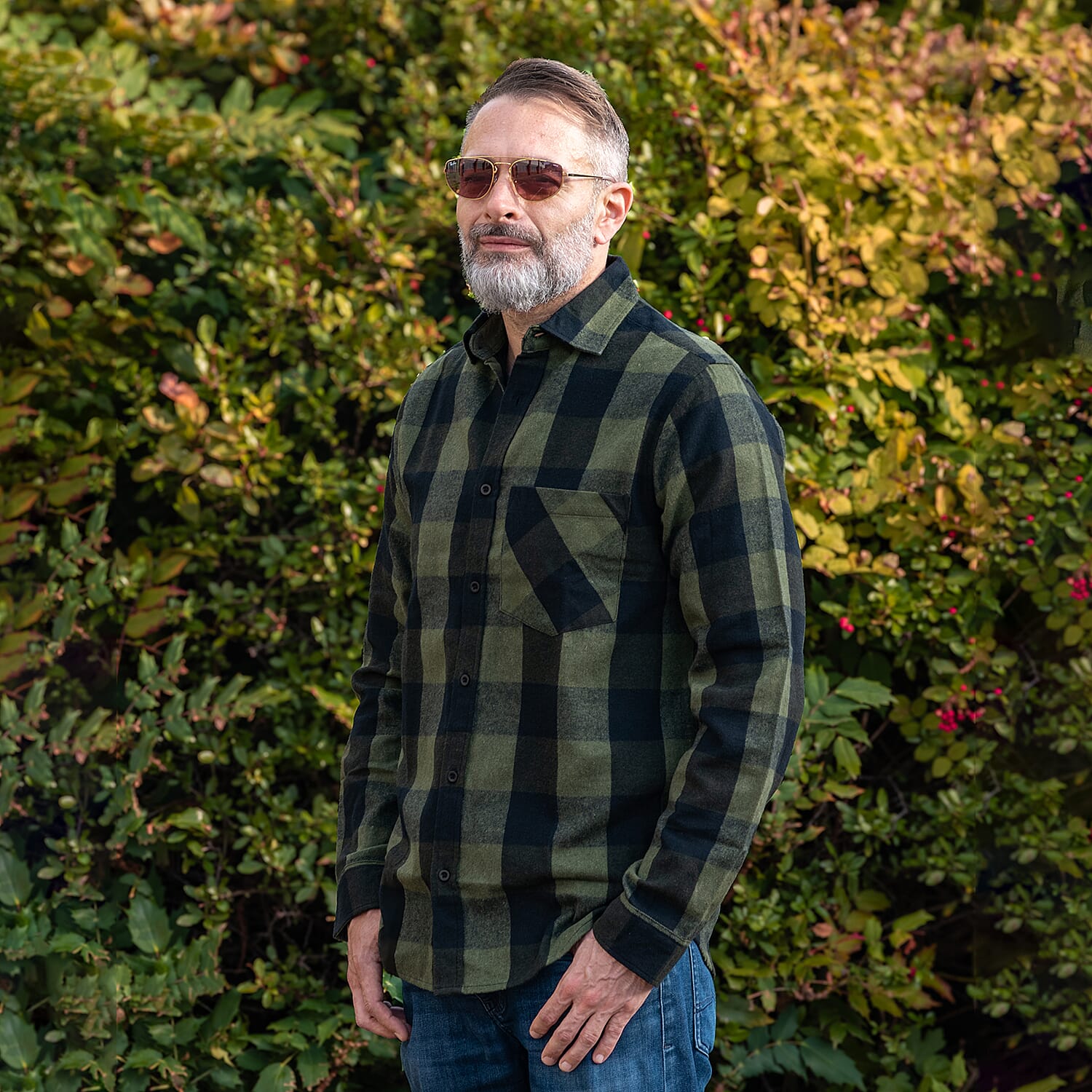 Bellfield 100% Cotton Button Through Flannel Check Shirt (Size L) - Black