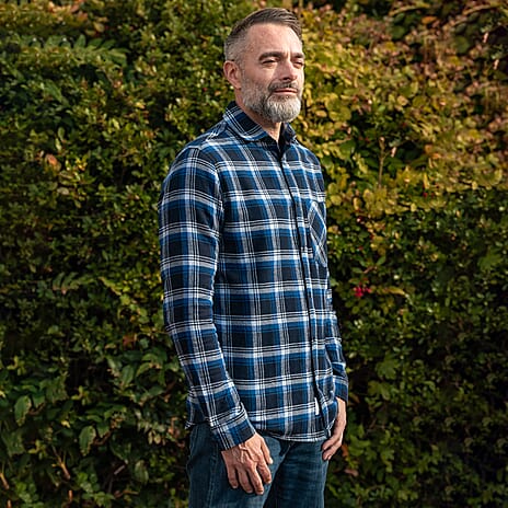 Bellfield 100% Cotton Button Through Flannel Check Shirt (Size S) - Blue