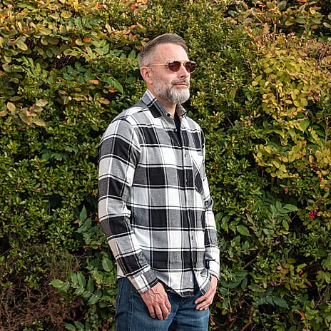 Bellfield 100% Cotton Button Through Flannel Check Shirt (Size XL) - Black
