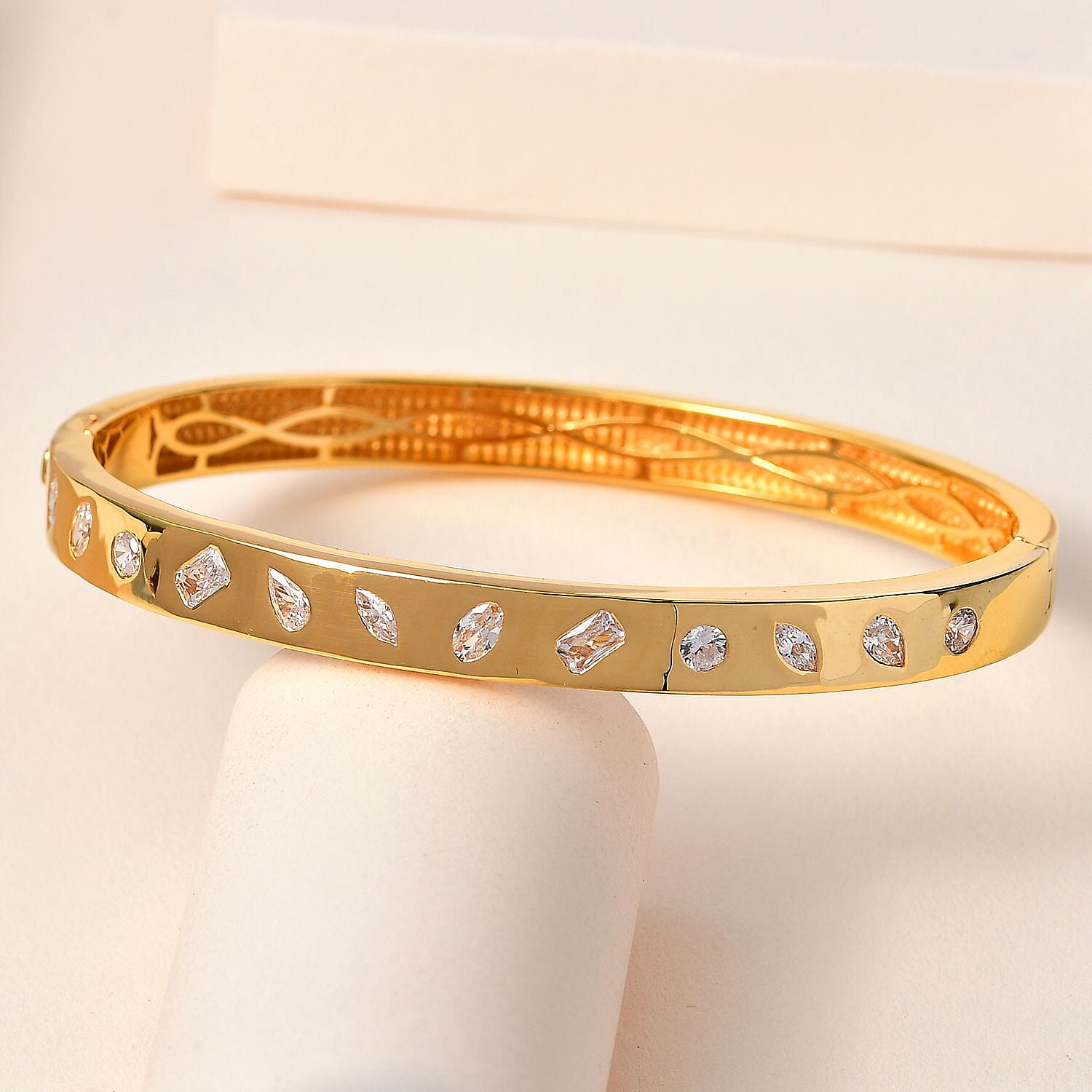 One Time NY Designer Close Out- Flush Set Hinged Bangle