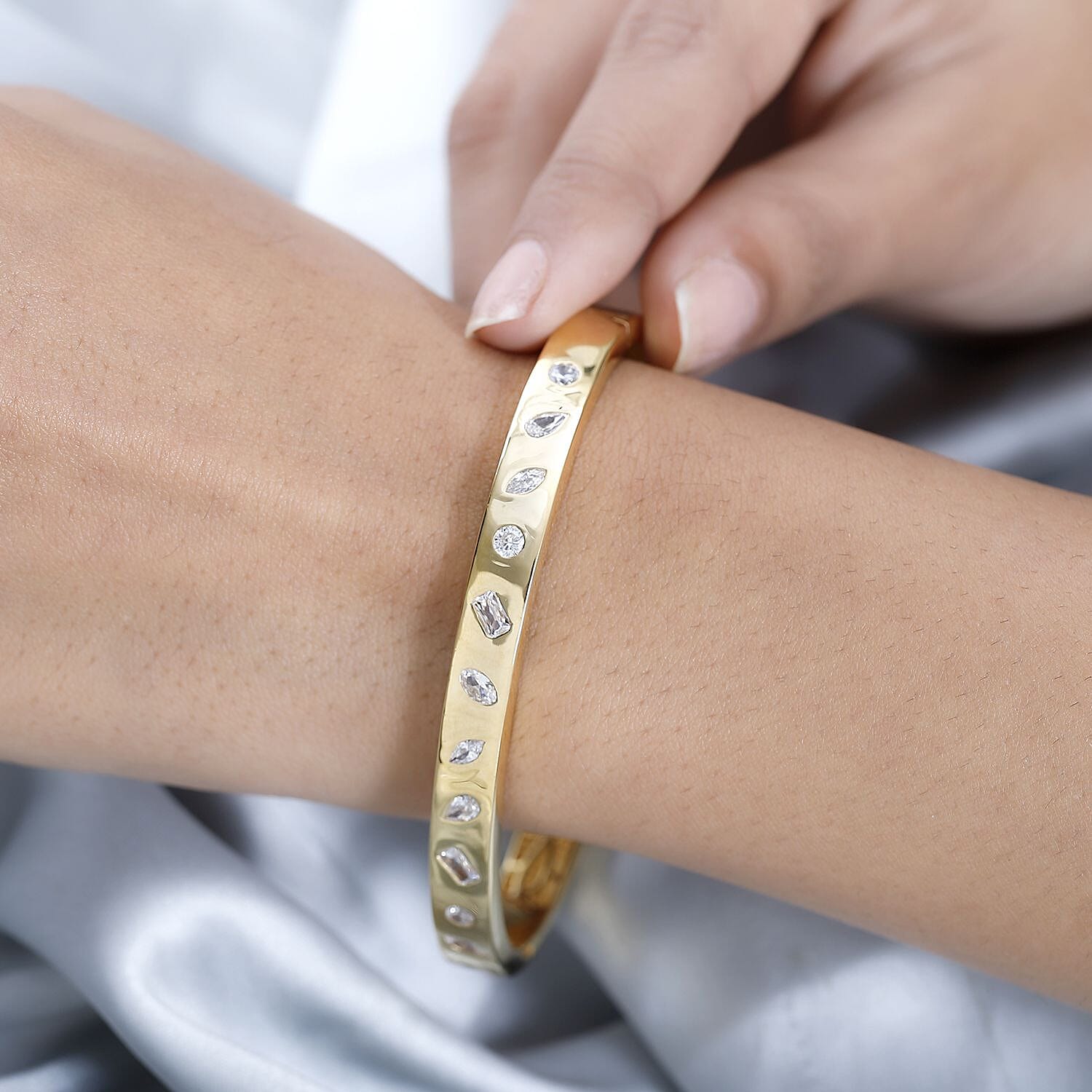 One Time NY Designer Close Out- Flush Set Hinged Bangle