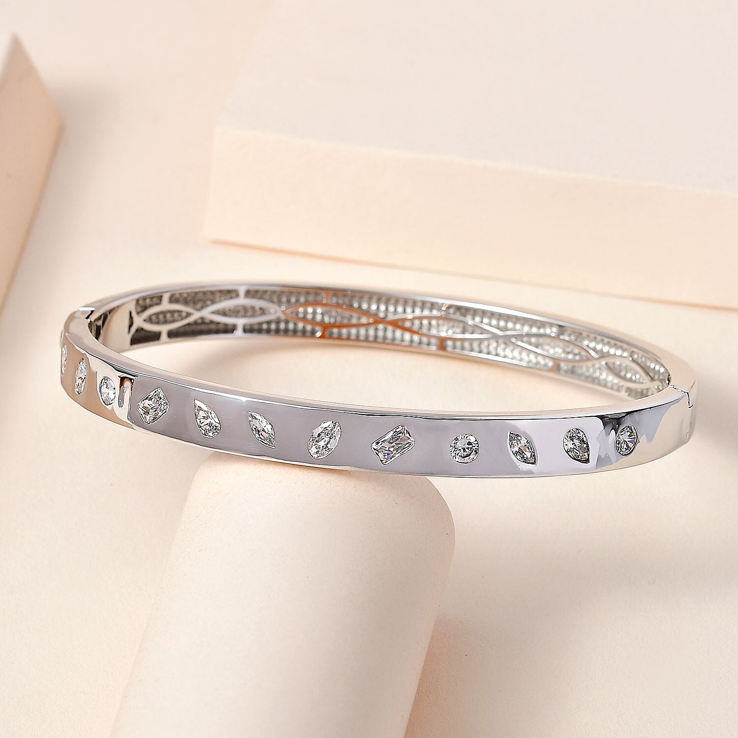 One Time NY Designer Close Out- Flush Set Hinged Bangle