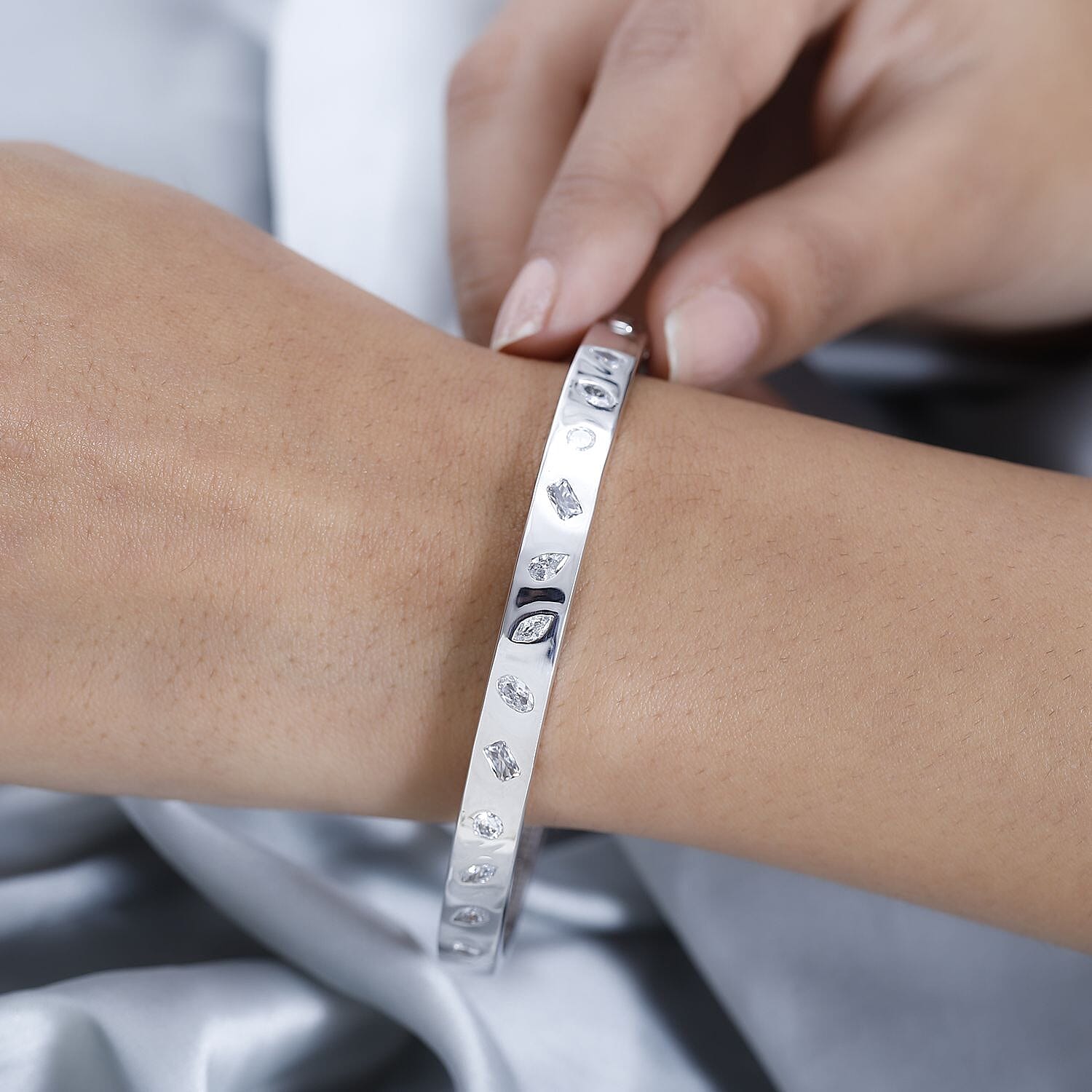 One Time NY Designer Close Out- Flush Set Hinged Bangle