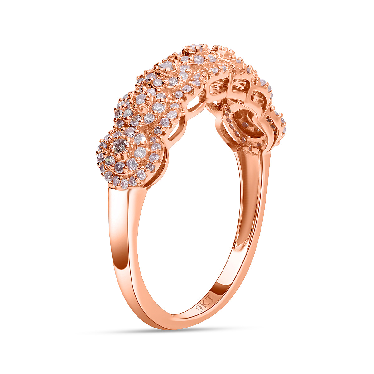 9K Rose Gold Pink Diamond Ring 0.50 Ct