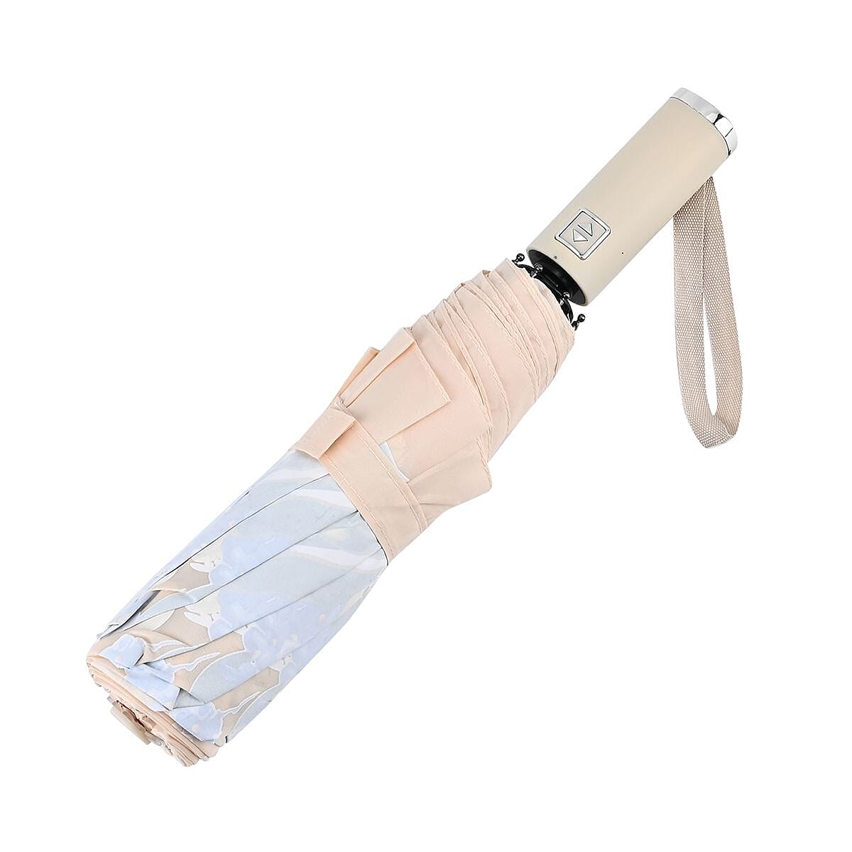 Auto Open & Close Folding Floral Pattern Umbrella with Colour Change - Beige