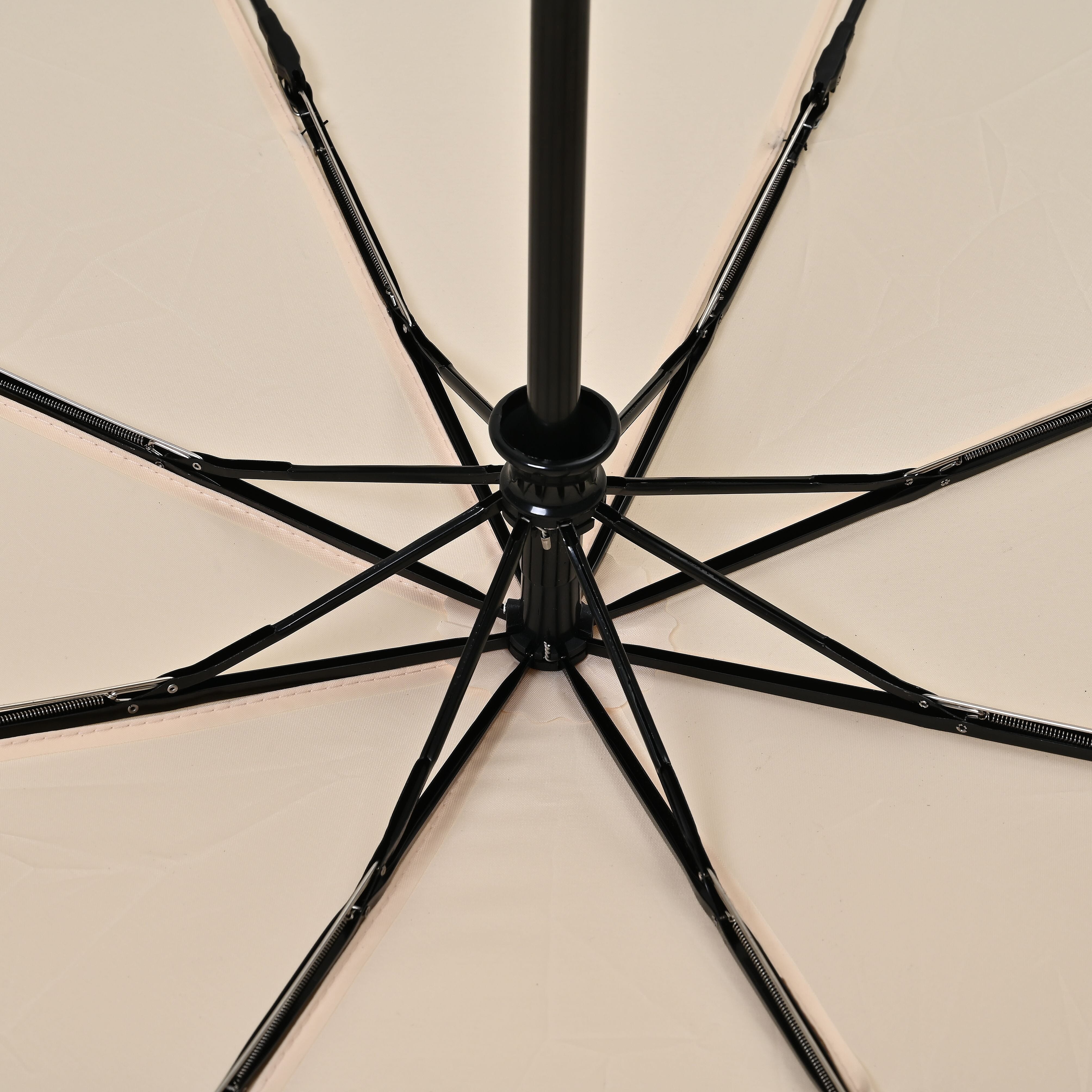 Auto Open & Close Folding Floral Pattern Umbrella with Colour Change - Beige