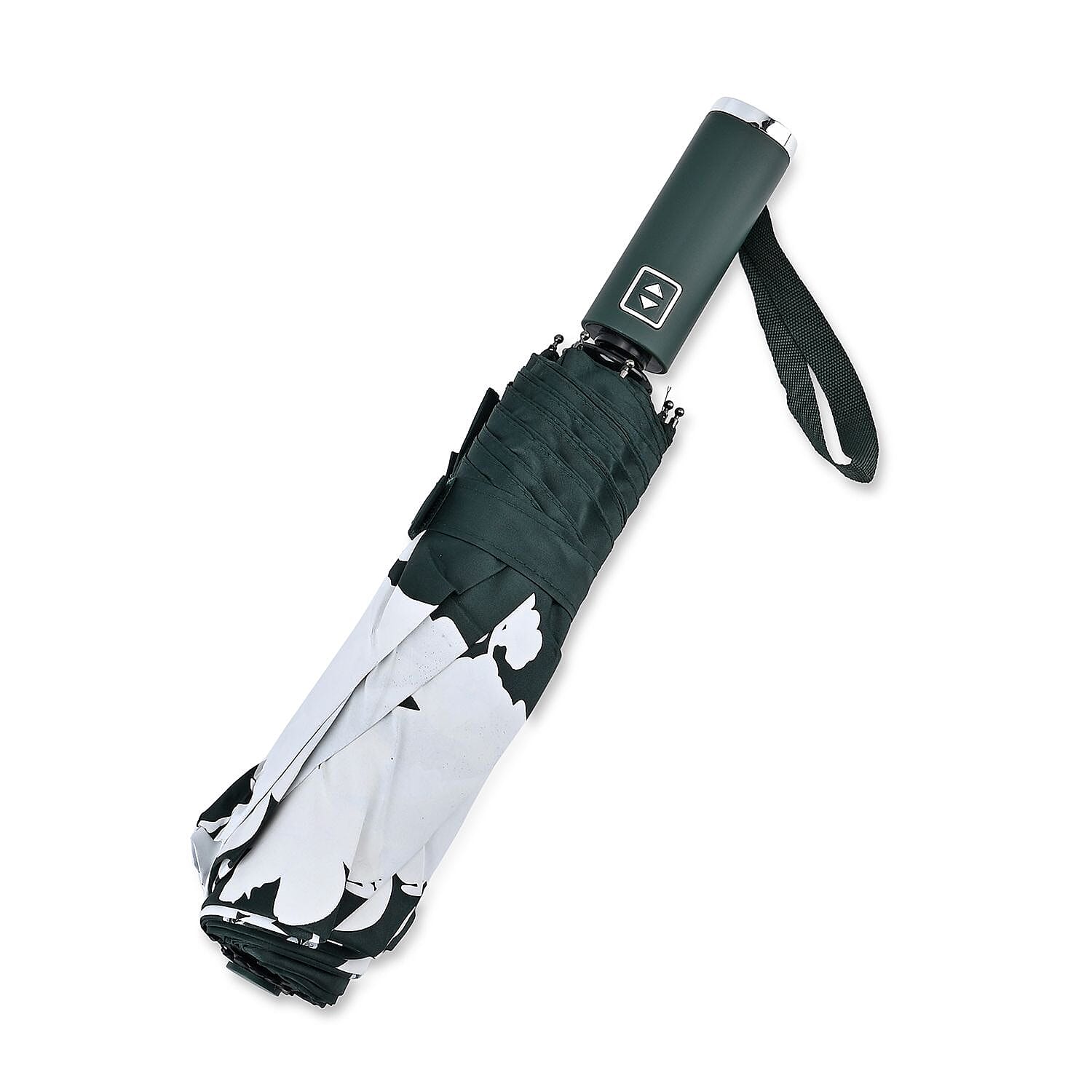 Auto Open & Close Folding Floral Pattern Umbrella with Colour Change - Green