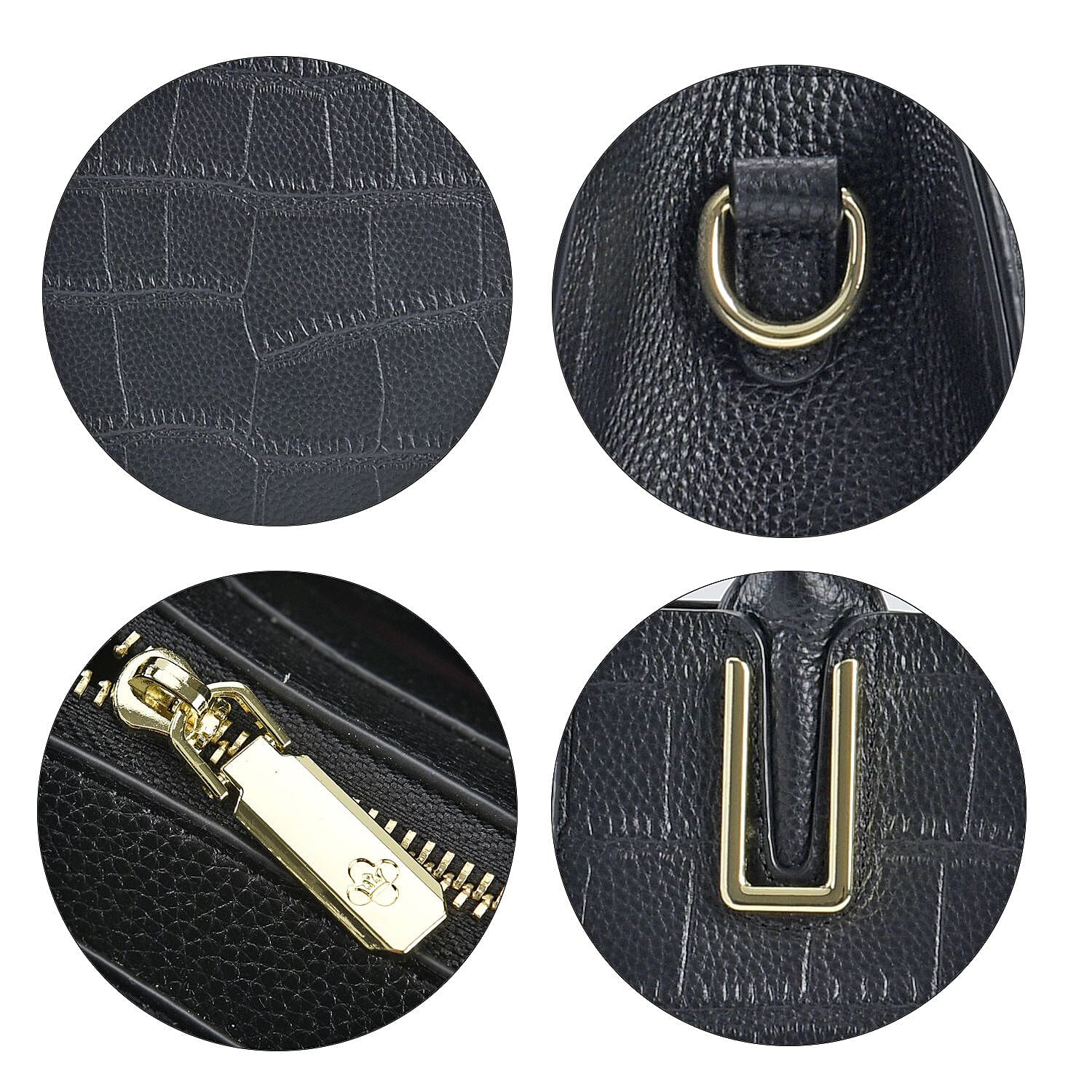 Leather Solid Crossbody Bag (Size 28x9x25 cm) - Black