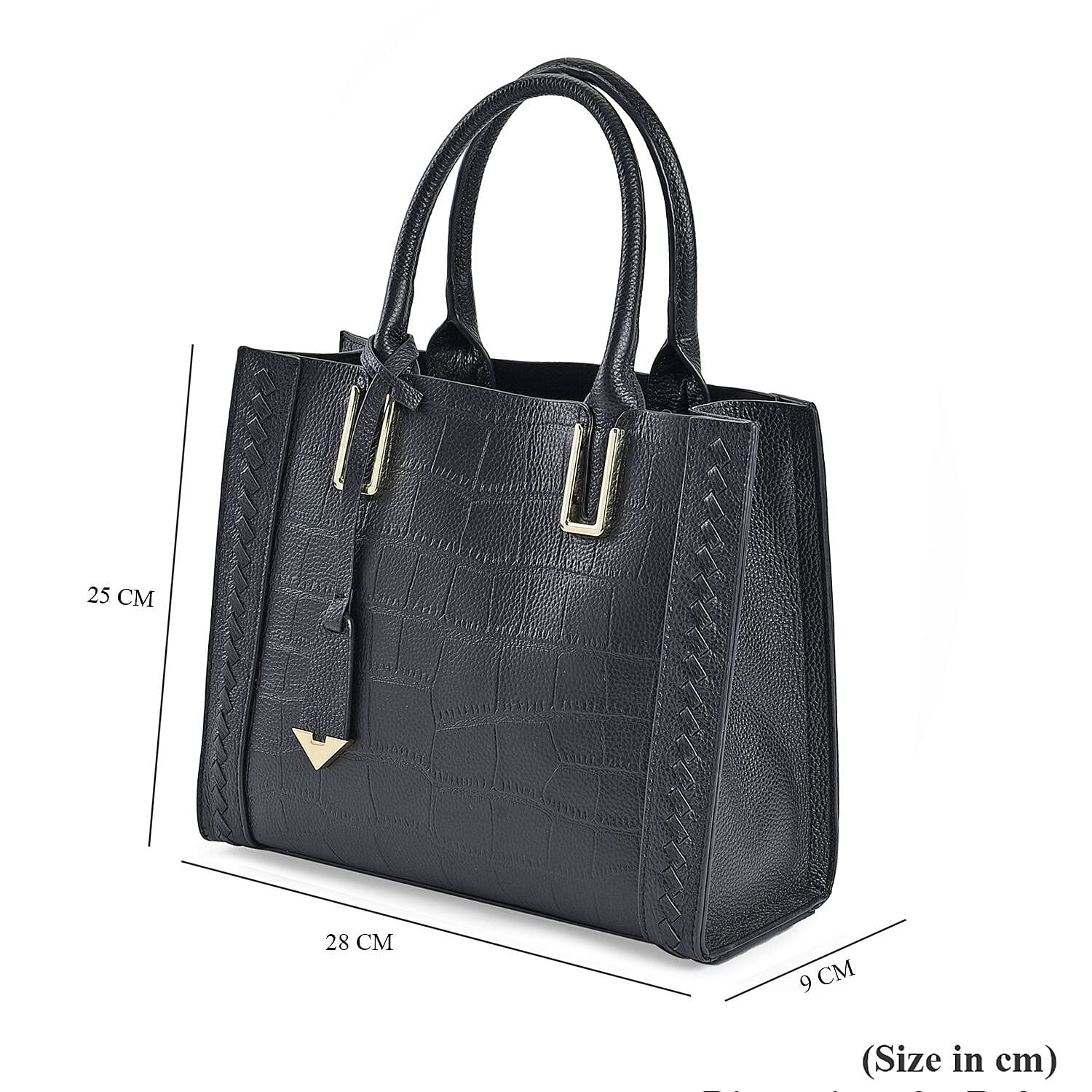 Leather Solid Crossbody Bag (Size 28x9x25 cm) - Black