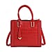 Genuine Leather Crocodile Embossed Crossbody Bag with Handle Drop - Red