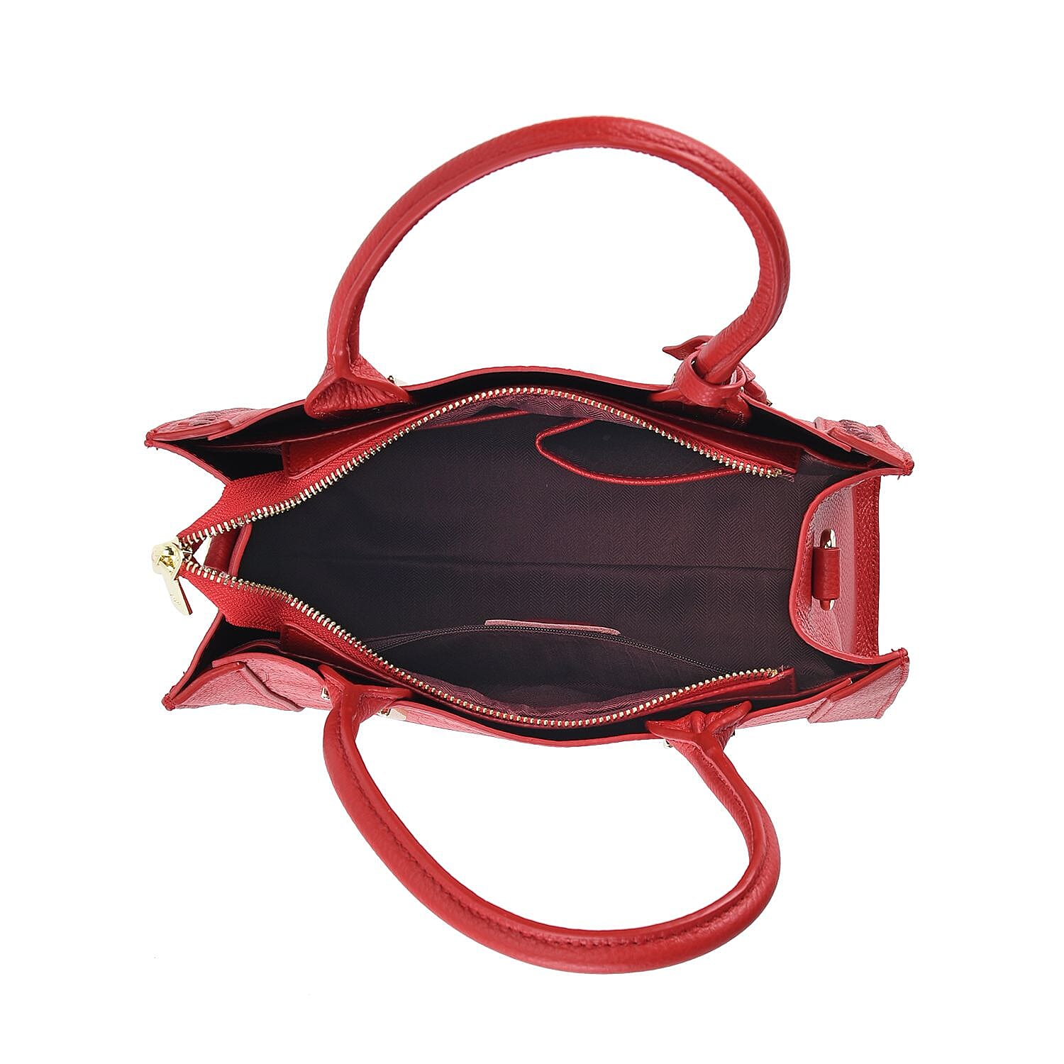 Genuine Leather Crocodile Embossed Crossbody Bag with Handle Drop - Red