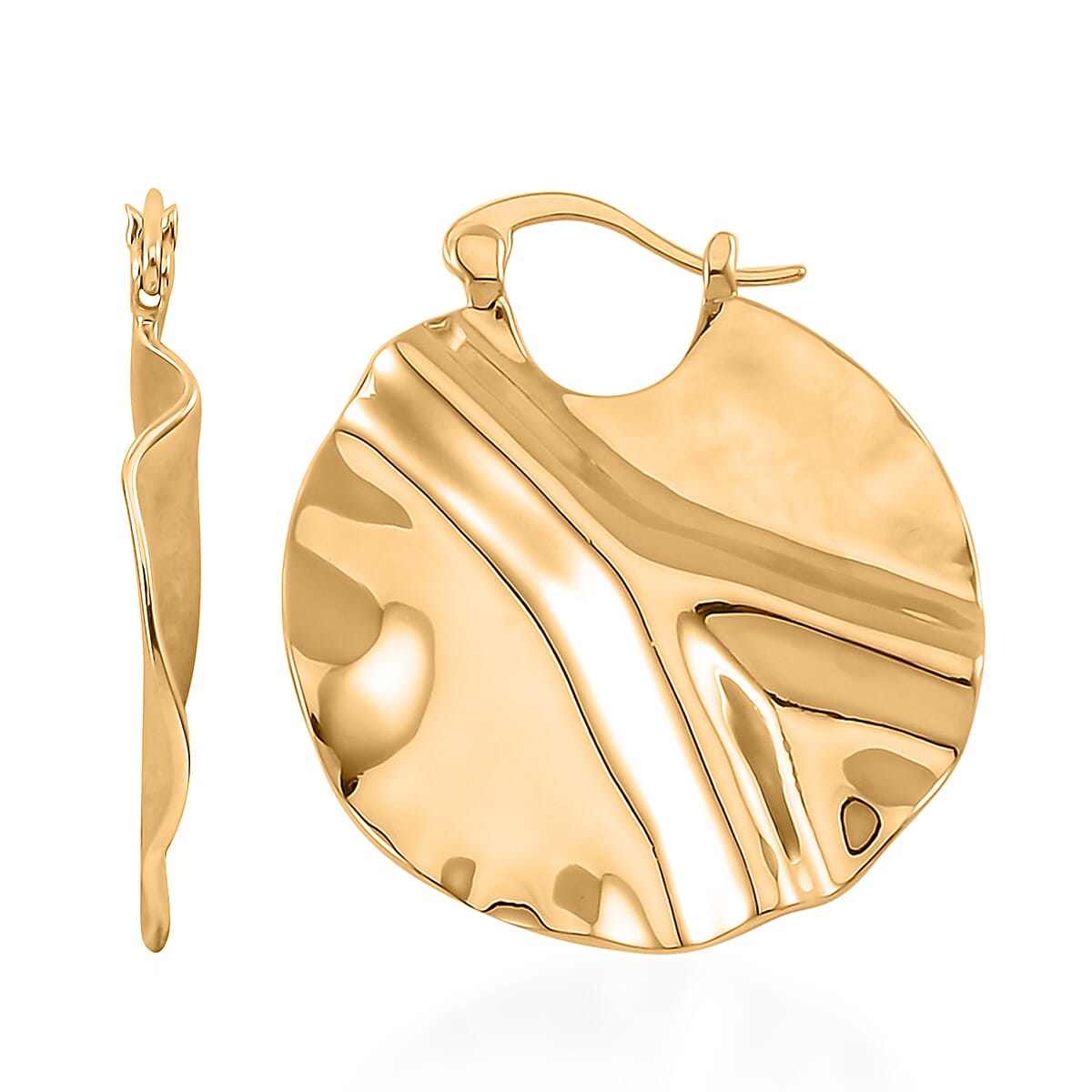 Round Earrings in Yellow Gold Tone