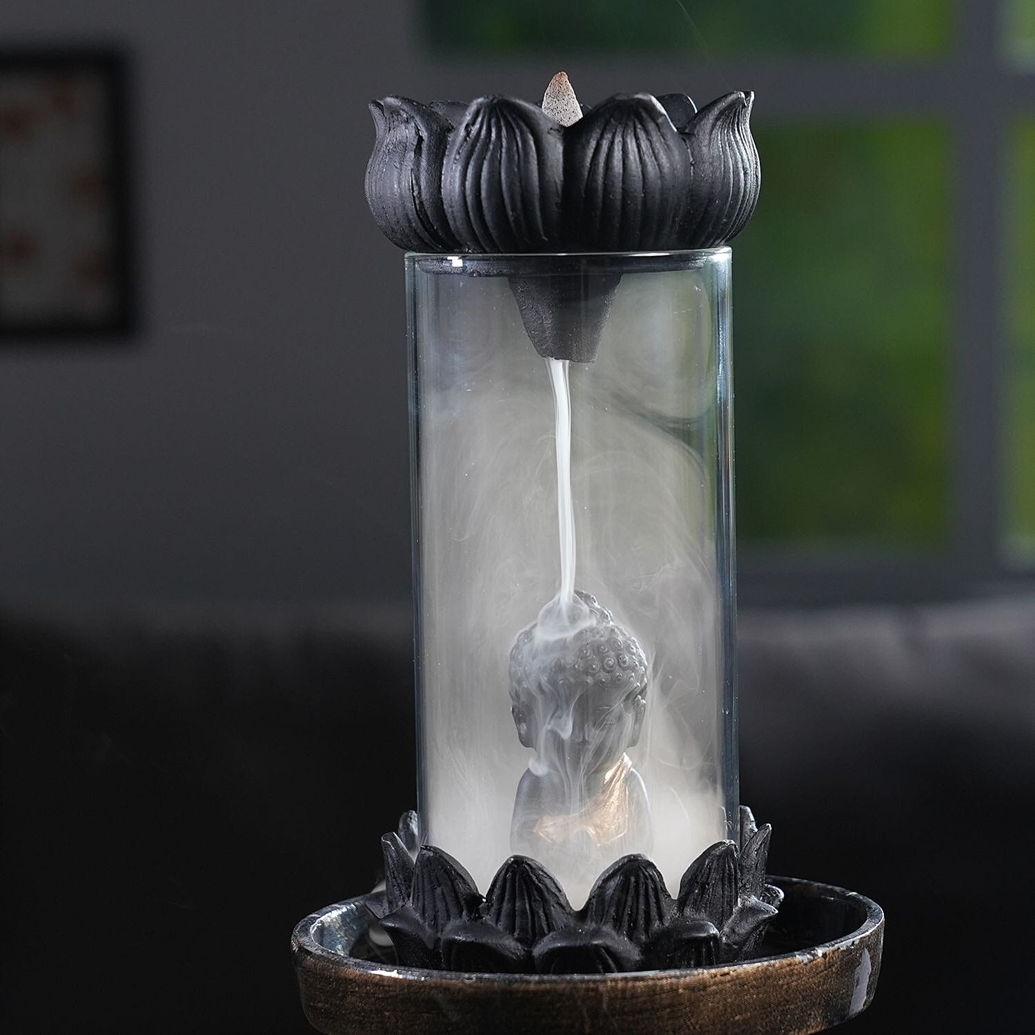 Buddha Smoke Fountain (H - 19cm) With Incense Cones (40) - Golden