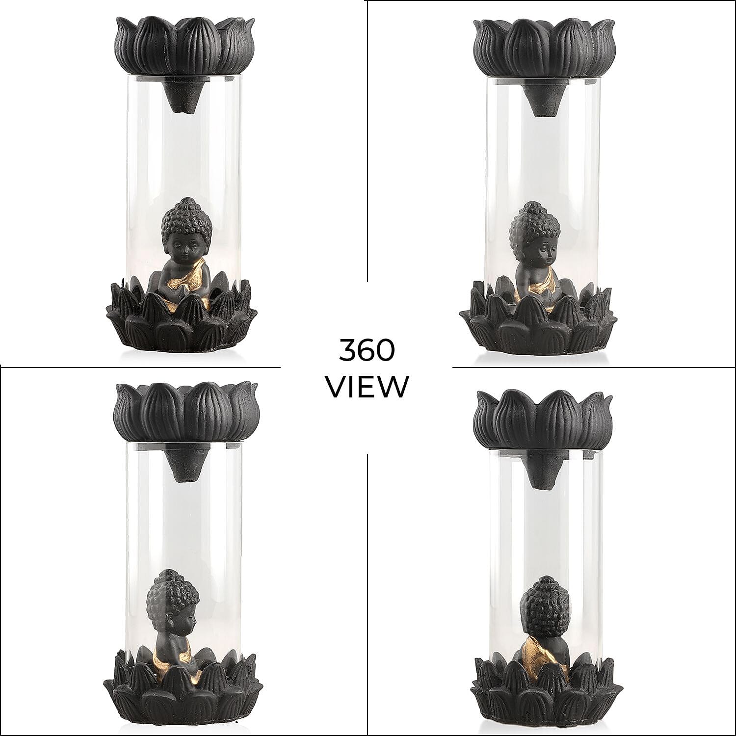 Buddha Smoke Fountain (H - 19cm) With Incense Cones (40) - Golden