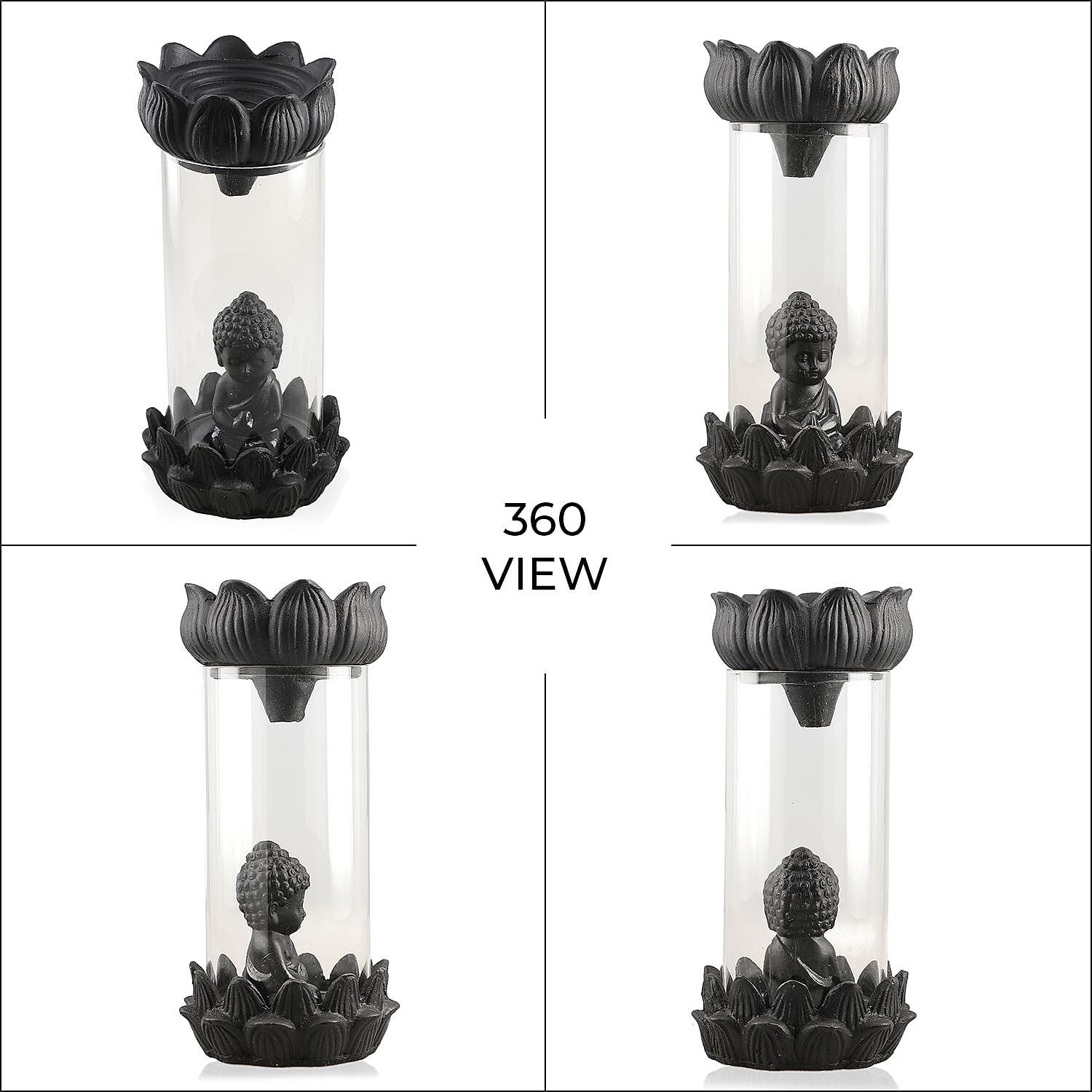 Buddha Smoke Fountain (H - 19cm) With Incense Cones (40) - Charcoal