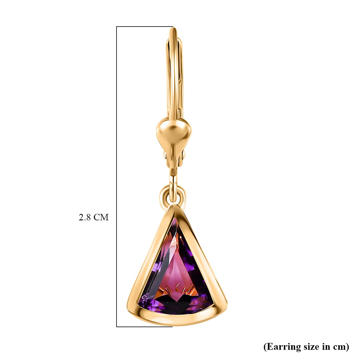 Amethyst Solitaire Lever Back Earrings in 18K Vermeil YG Plated Sterling Silver 3.22 Ct.
