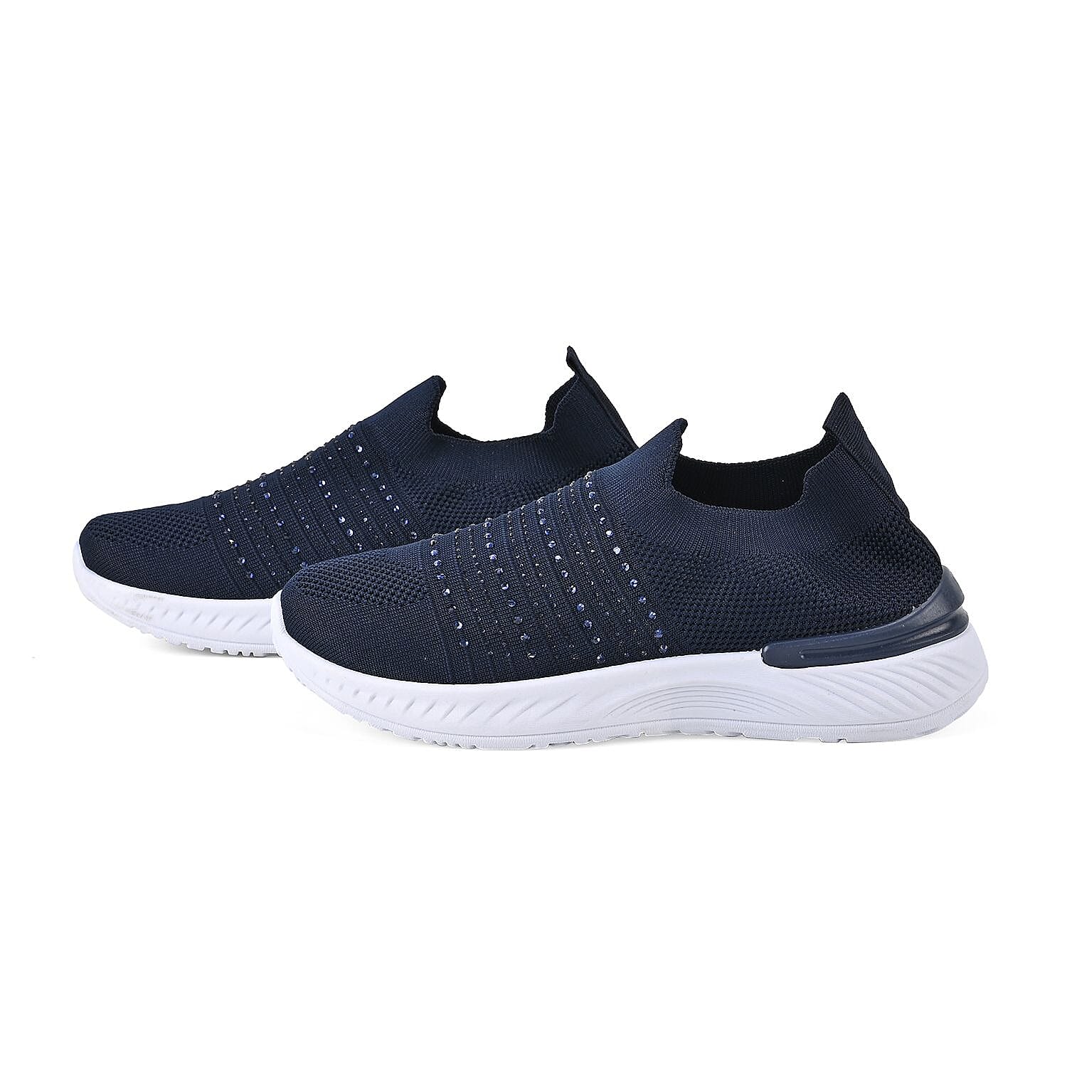 Ladies navy store slip on trainers