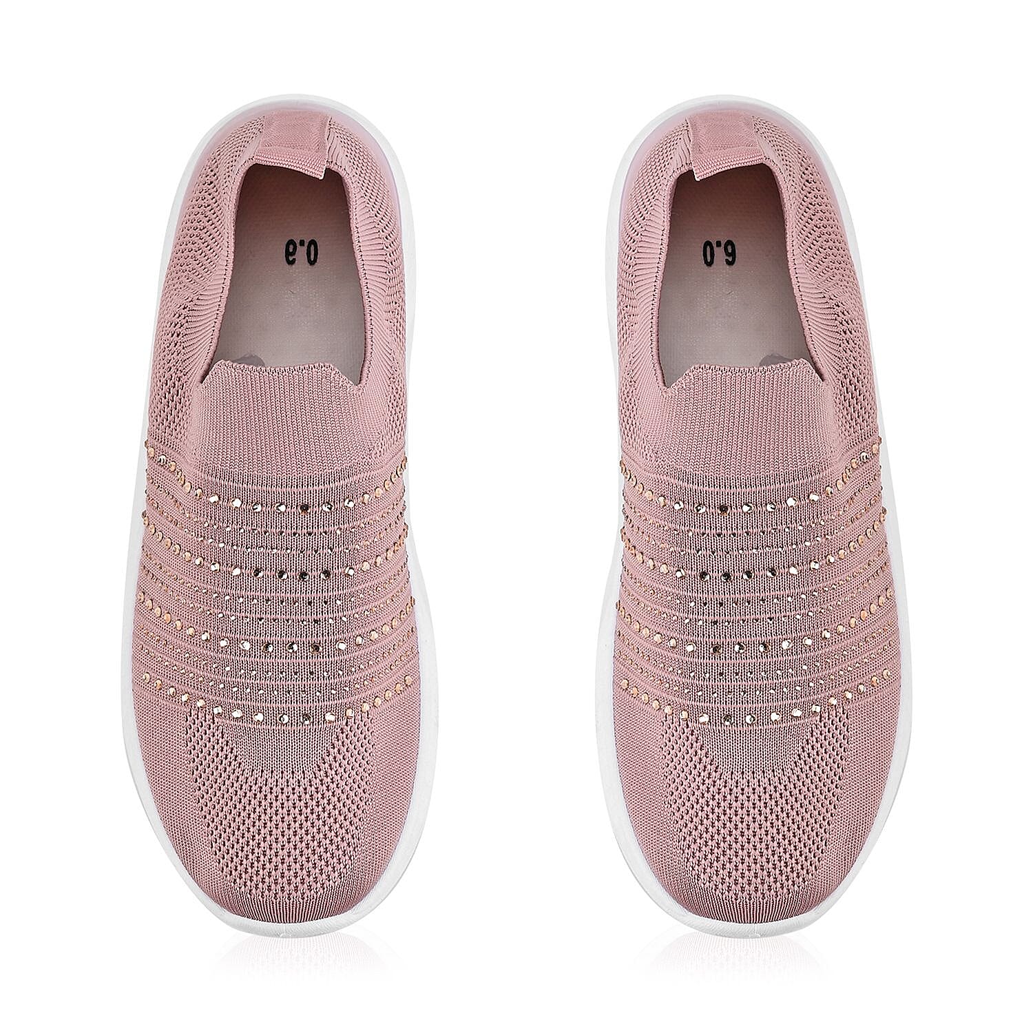 Knit Vented Slip On Trainers with Crystal Decorative Outer Shell