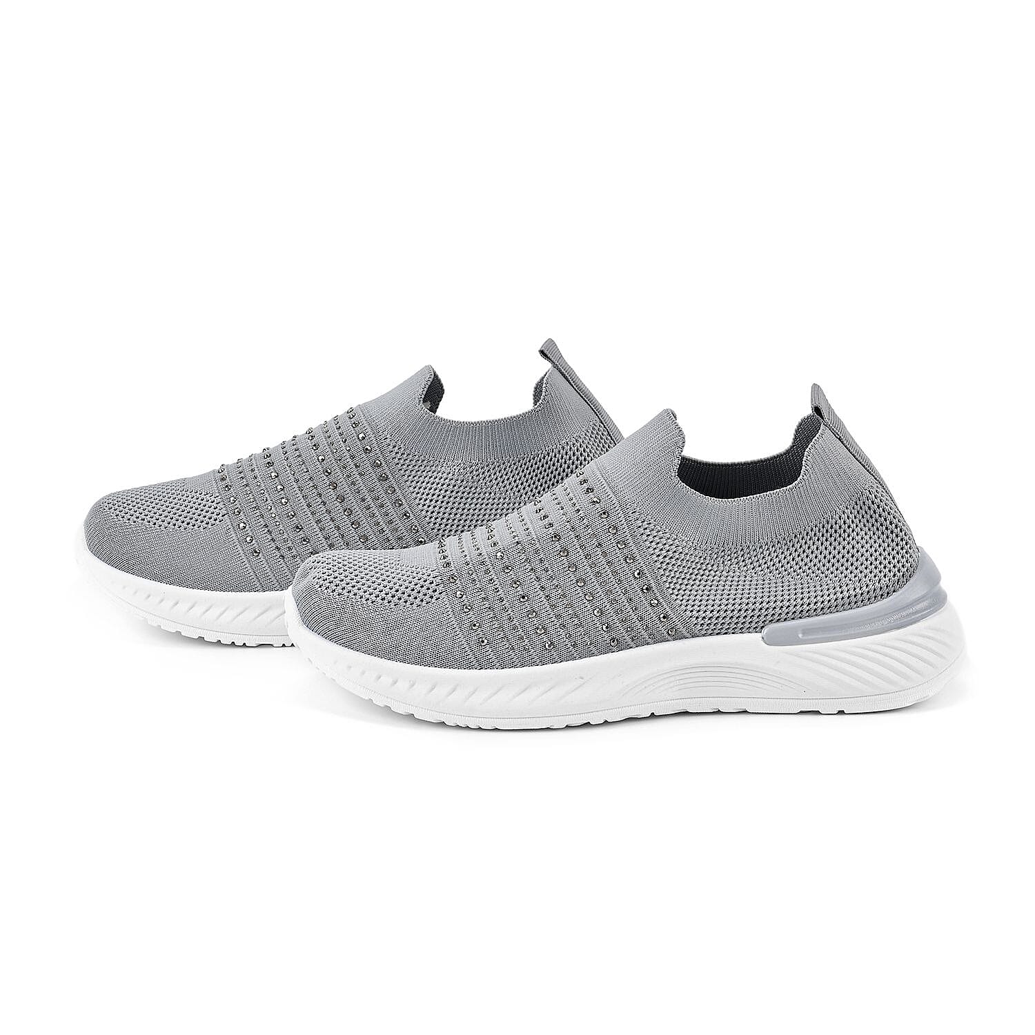 Knit Vented Slip On Trainers with Crystal Decorative Outer Shell