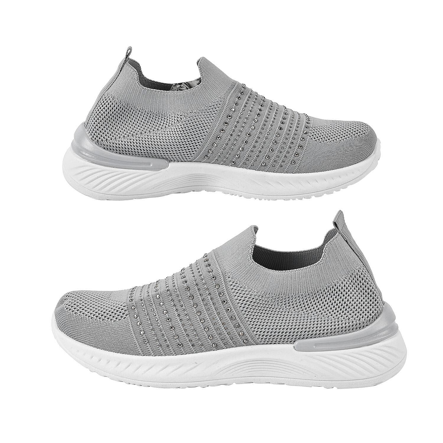 Knit Vented Slip On Trainers with Crystal Decorative Outer Shell
