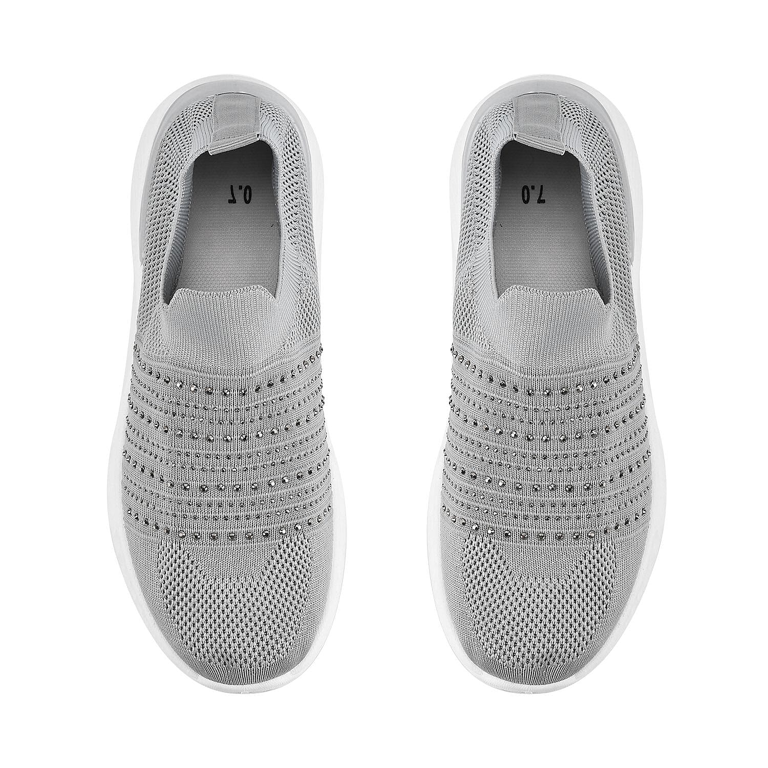 Knit Vented Slip On Trainers with Crystal Decorative Outer Shell