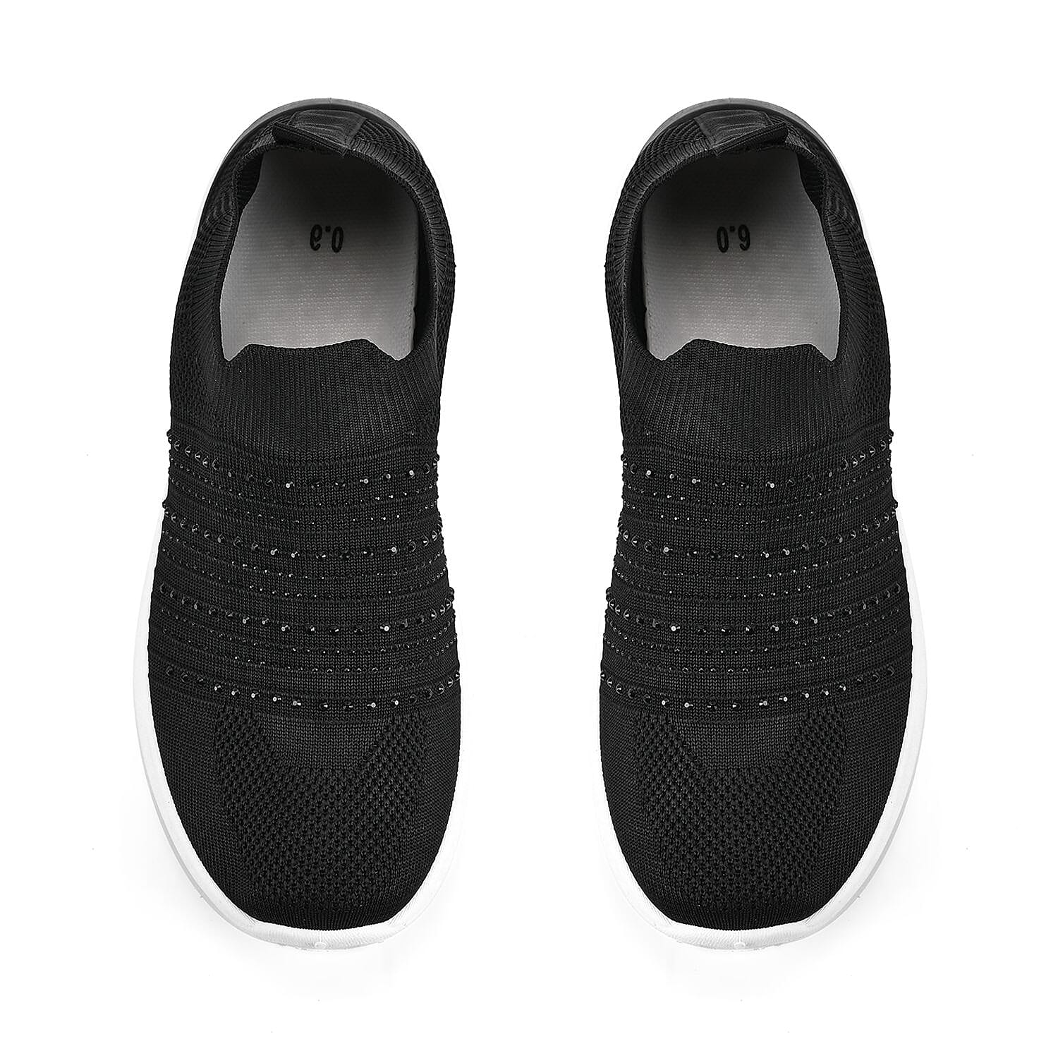 Knit Vented Slip On Trainers with Crystal Decorative Outer Shell