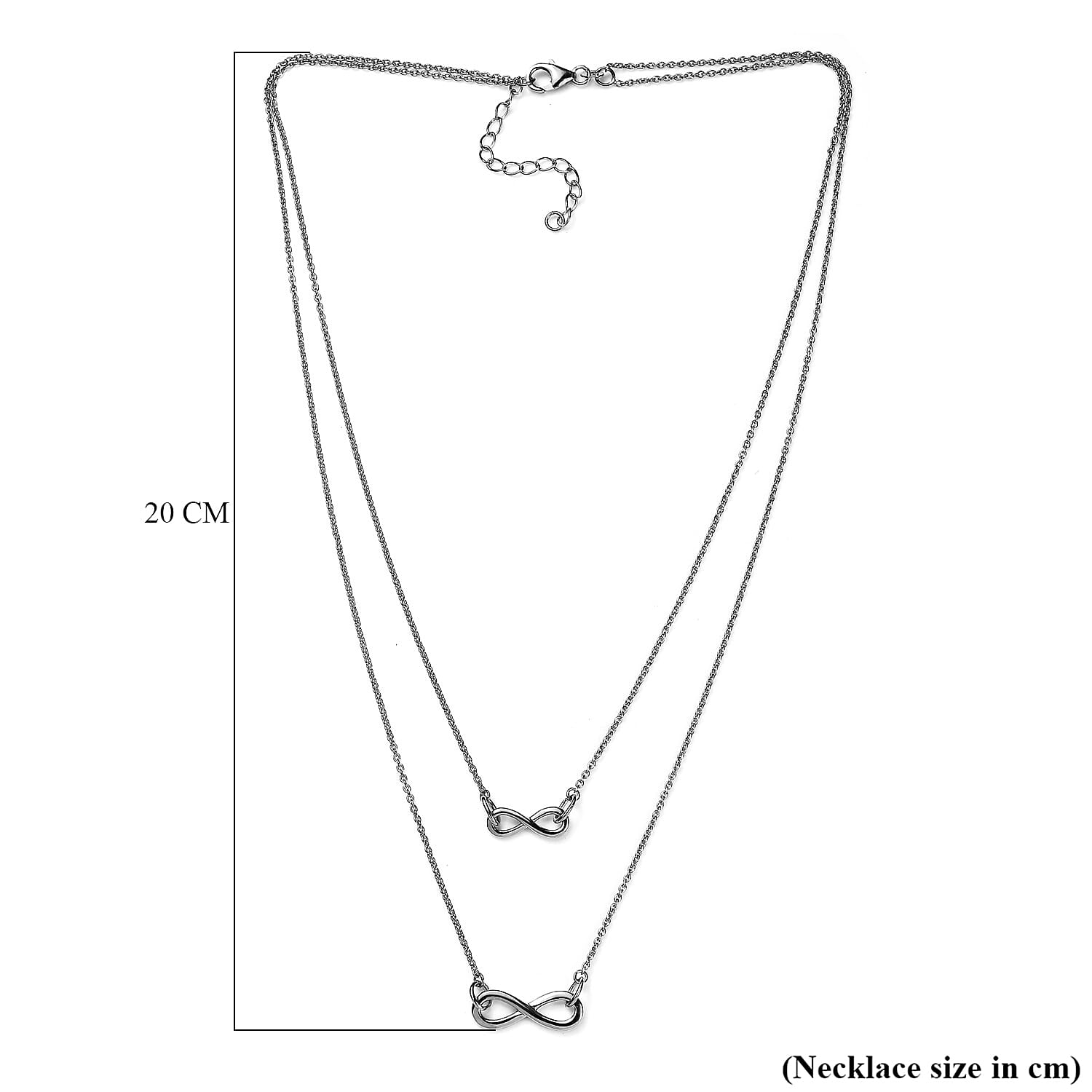 Platinum Overlay Sterling Silver Infinity Necklace (Size-20)