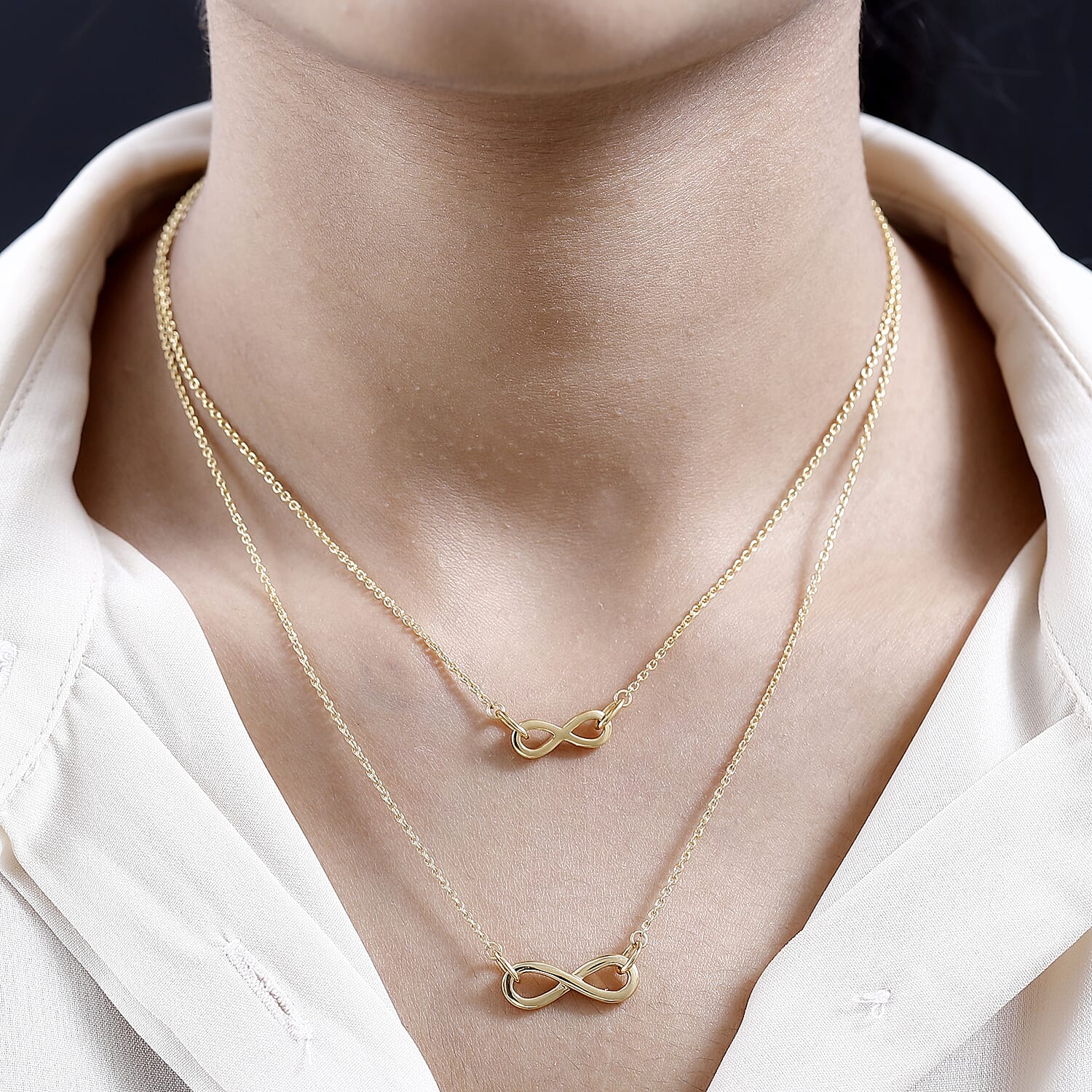 18K Yellow Gold Vermeil Plated Sterling Silver Infinity Necklace (Size-20)