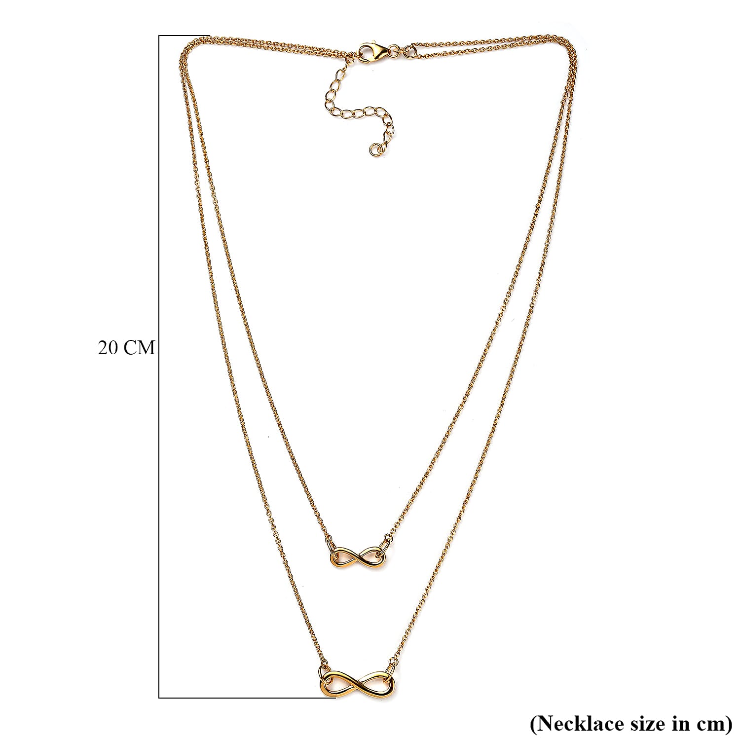 18K Yellow Gold Vermeil Plated Sterling Silver Infinity Necklace (Size-20)