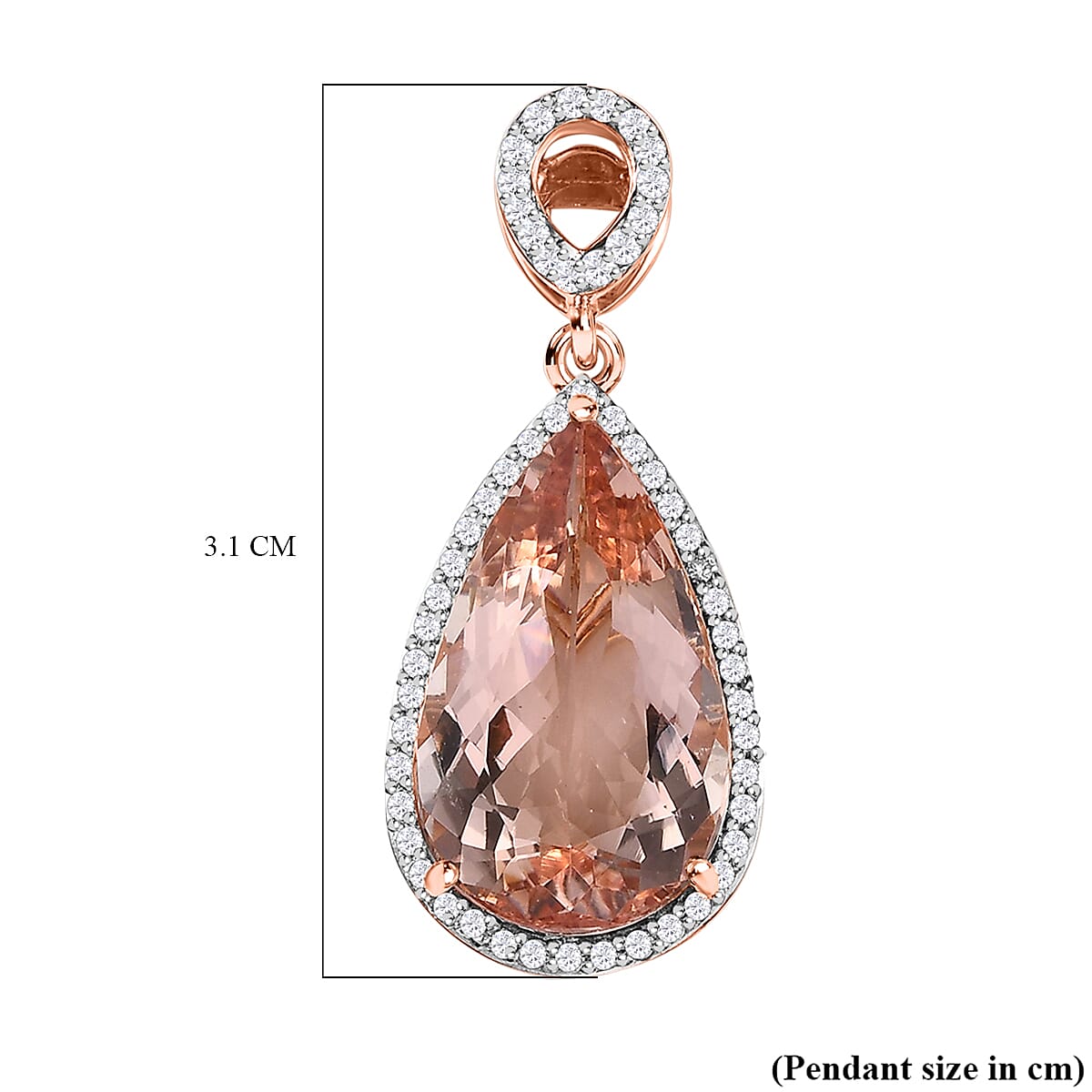 18K Rose Gold Morganite & Diamond (SI-G-H) Halo Pendant 7.60 Ct