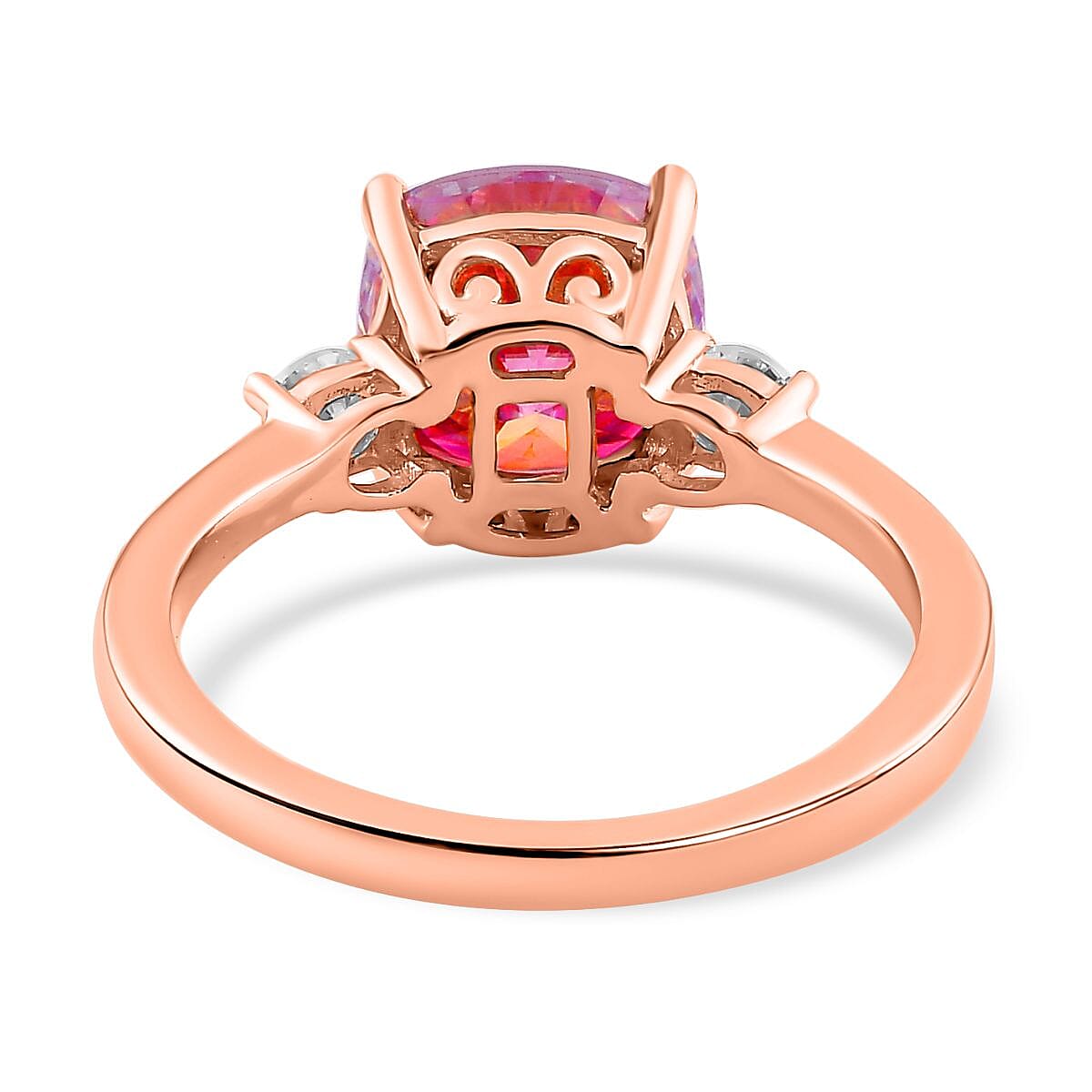 9K Rose Gold Pink Moissanite & White Moissanite Ring 2.58 Ct